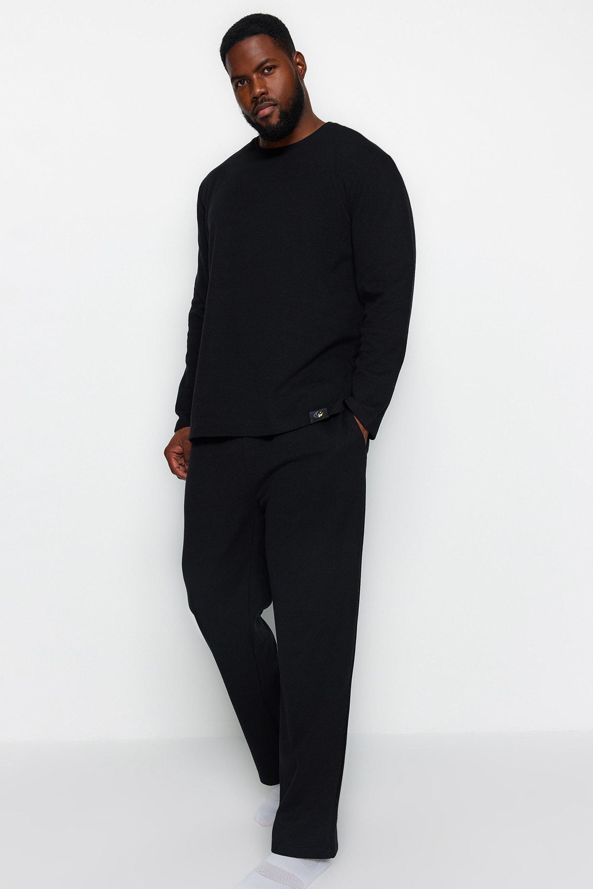 Black Plus Size Pyjamas Set, , large image number 1