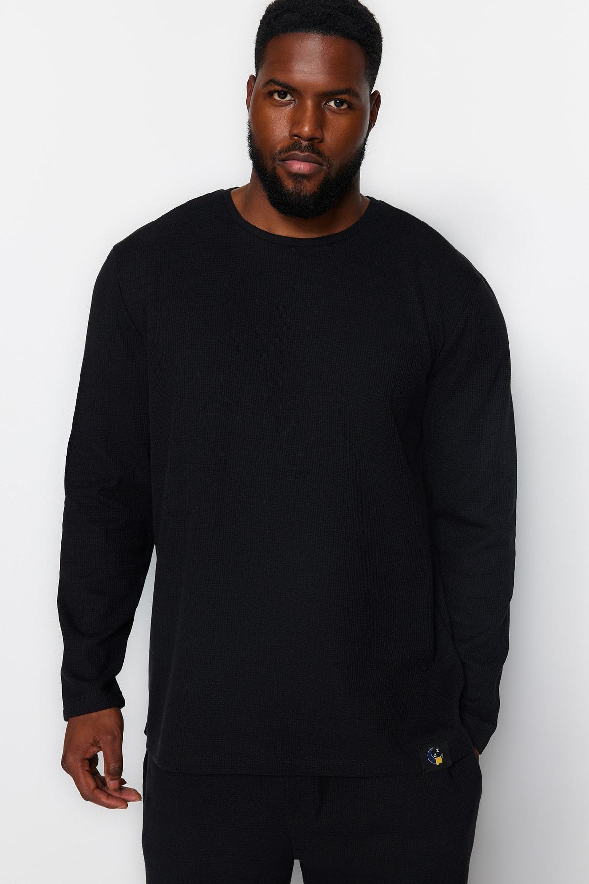 Black Plus Size Pyjamas Set, , large image number 3