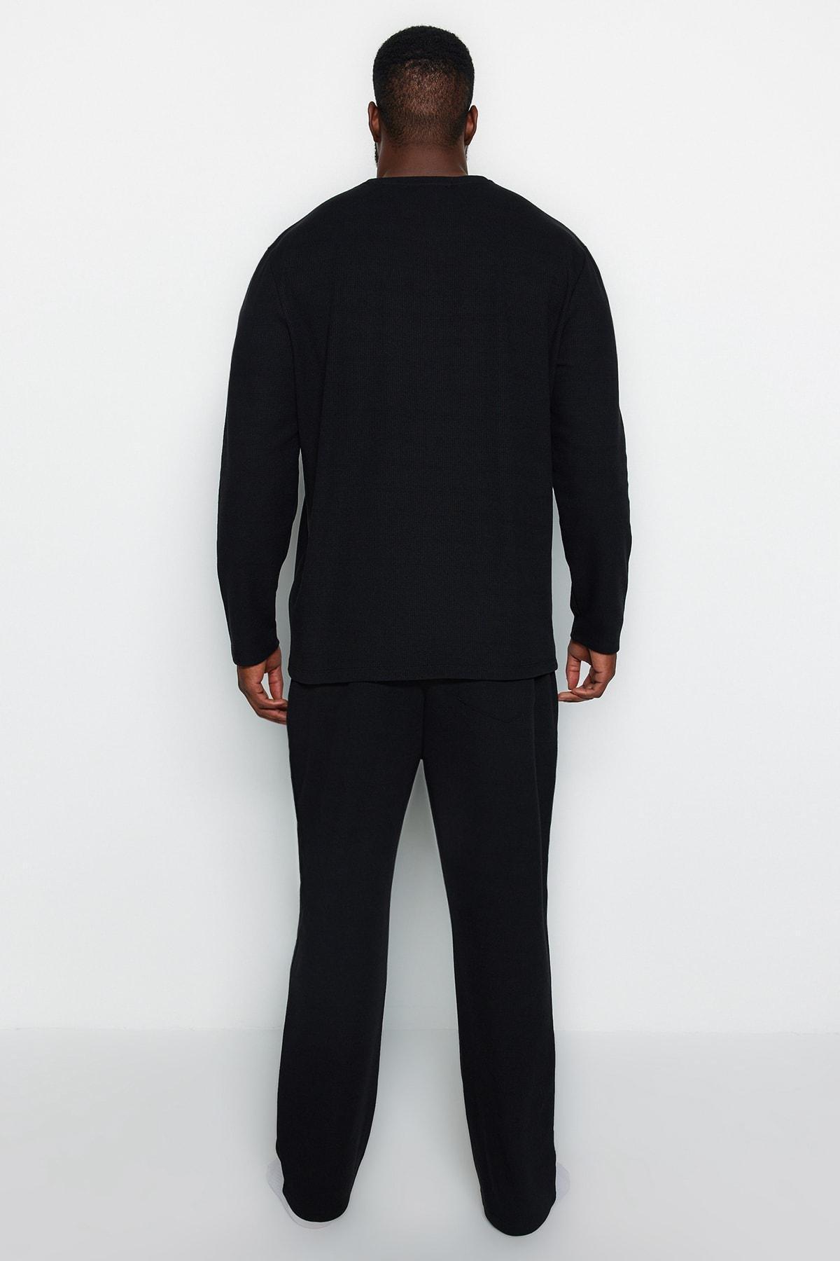 Black Plus Size Pyjamas Set, , large image number 7
