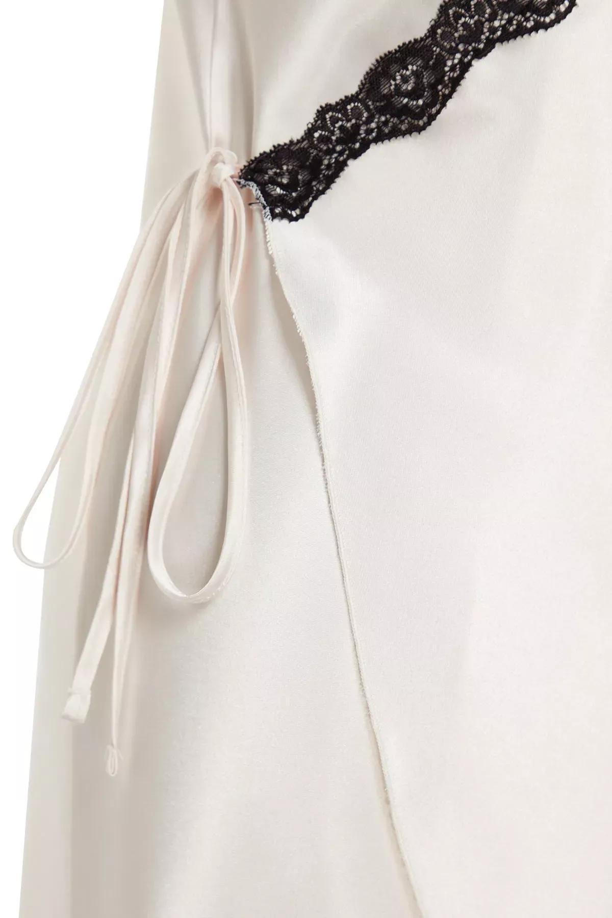 White Double-Breasted Satin Nightgown, C101_1635, large image number 6