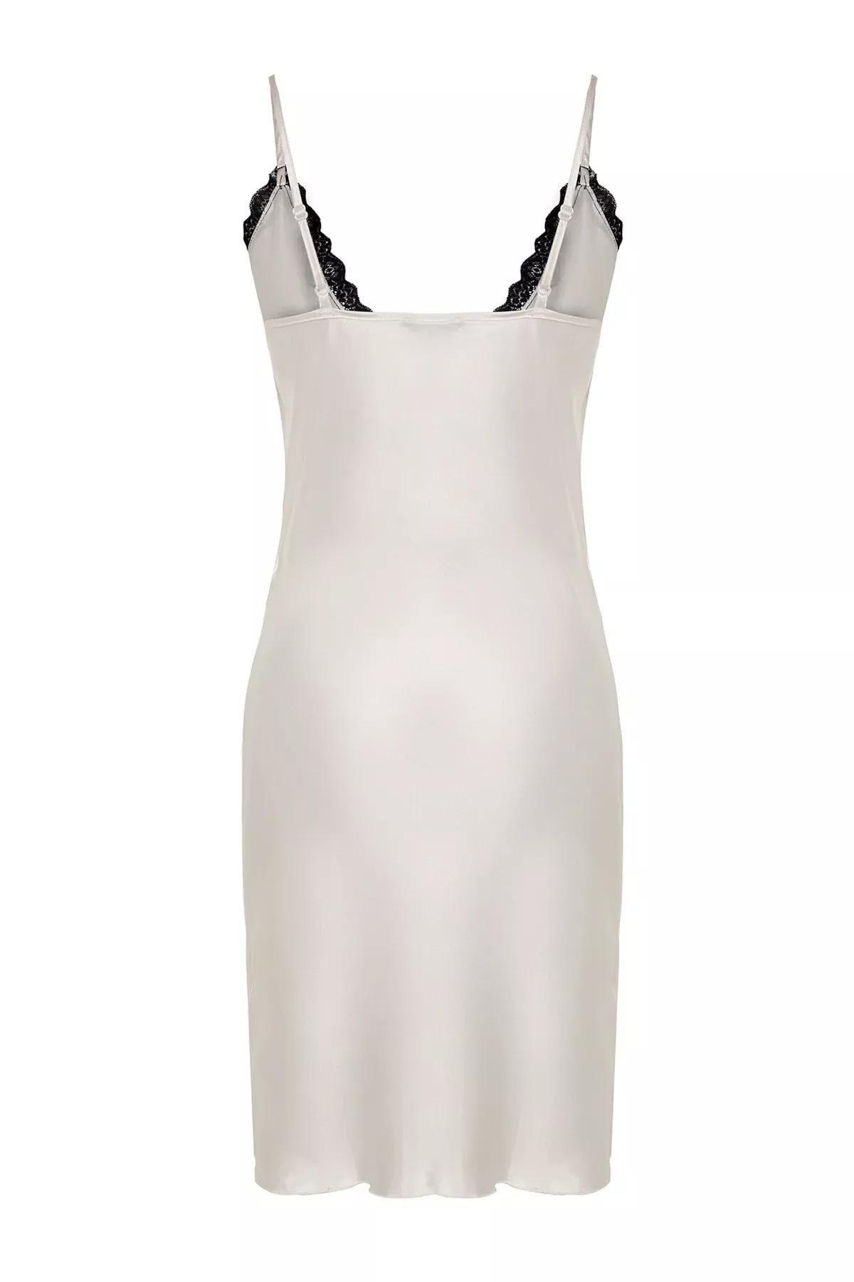 White Double-Breasted Satin Nightgown, C101_1635, large image number 7