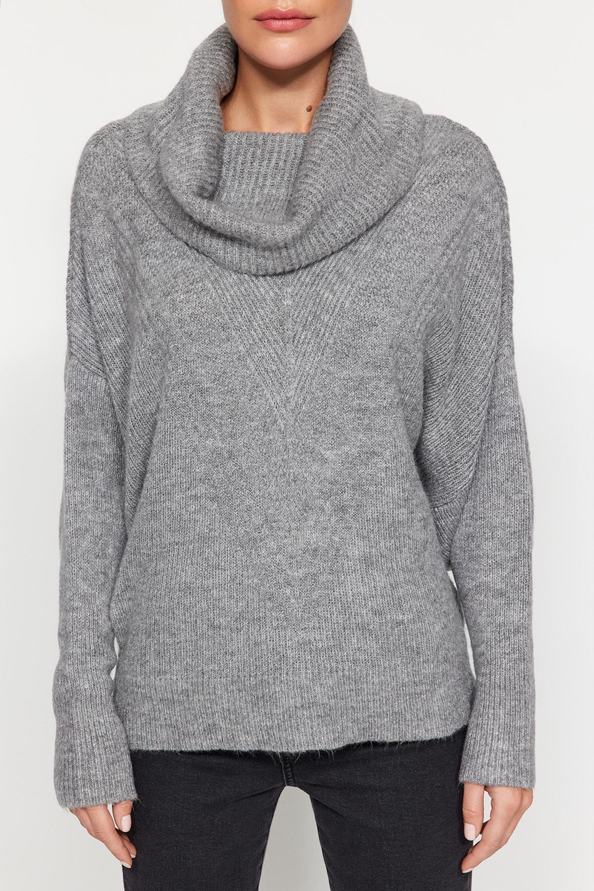 Trendyol - Grey Turtleneck Knitwear Sweater