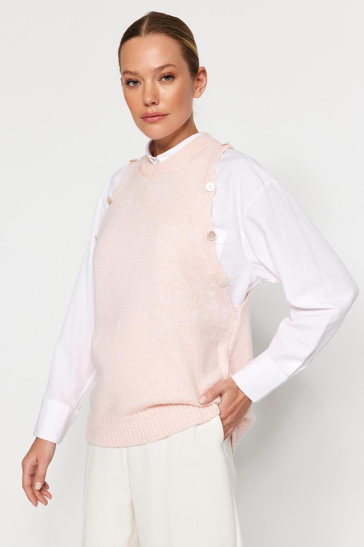 Trendyol - Cream Cut Out Knitwear Sweater