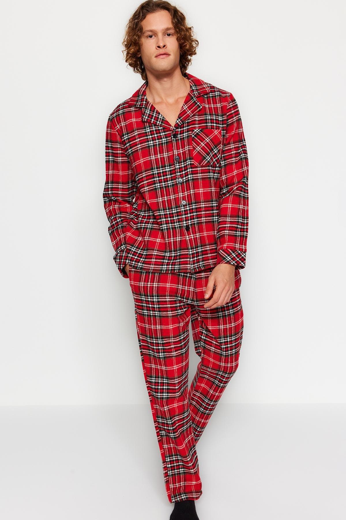 Red Plaid Weave Pyjamas Set, , large image number 0