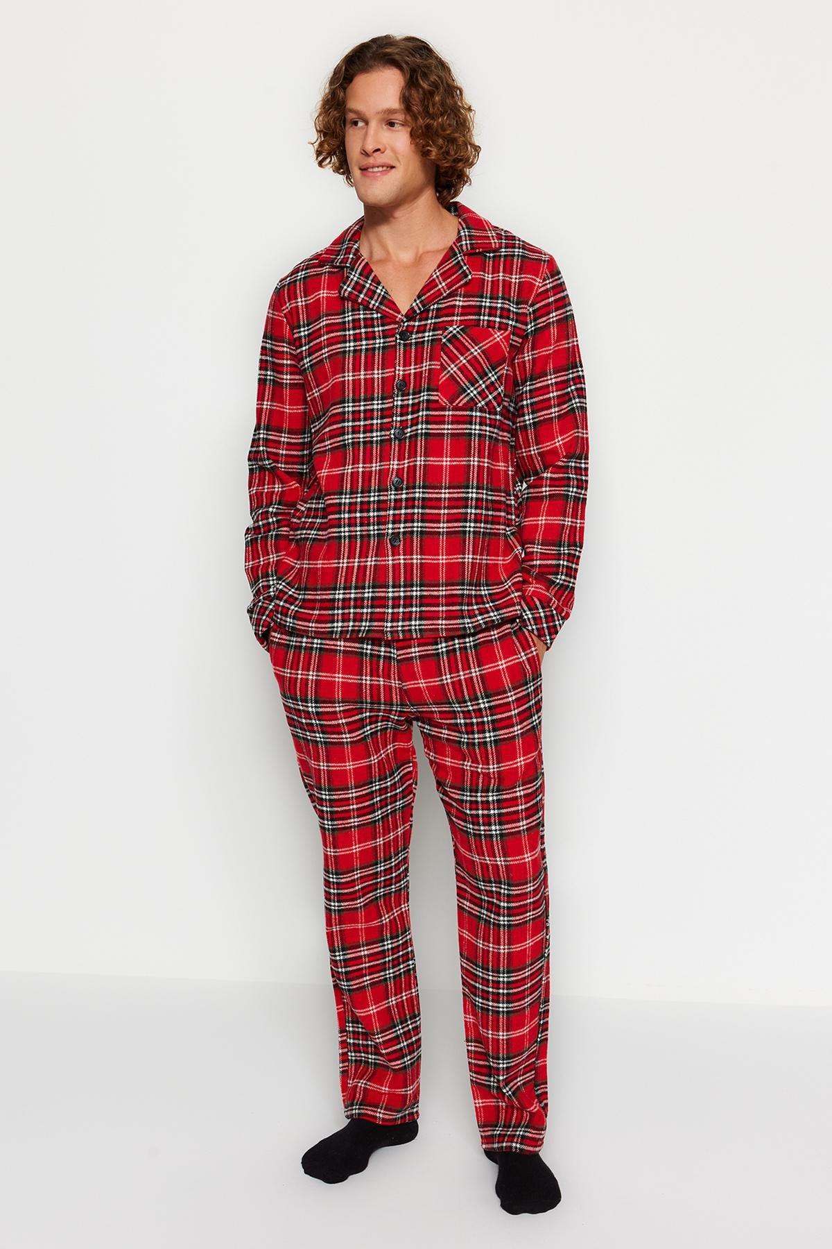Red Plaid Weave Pyjamas Set, , large image number 1