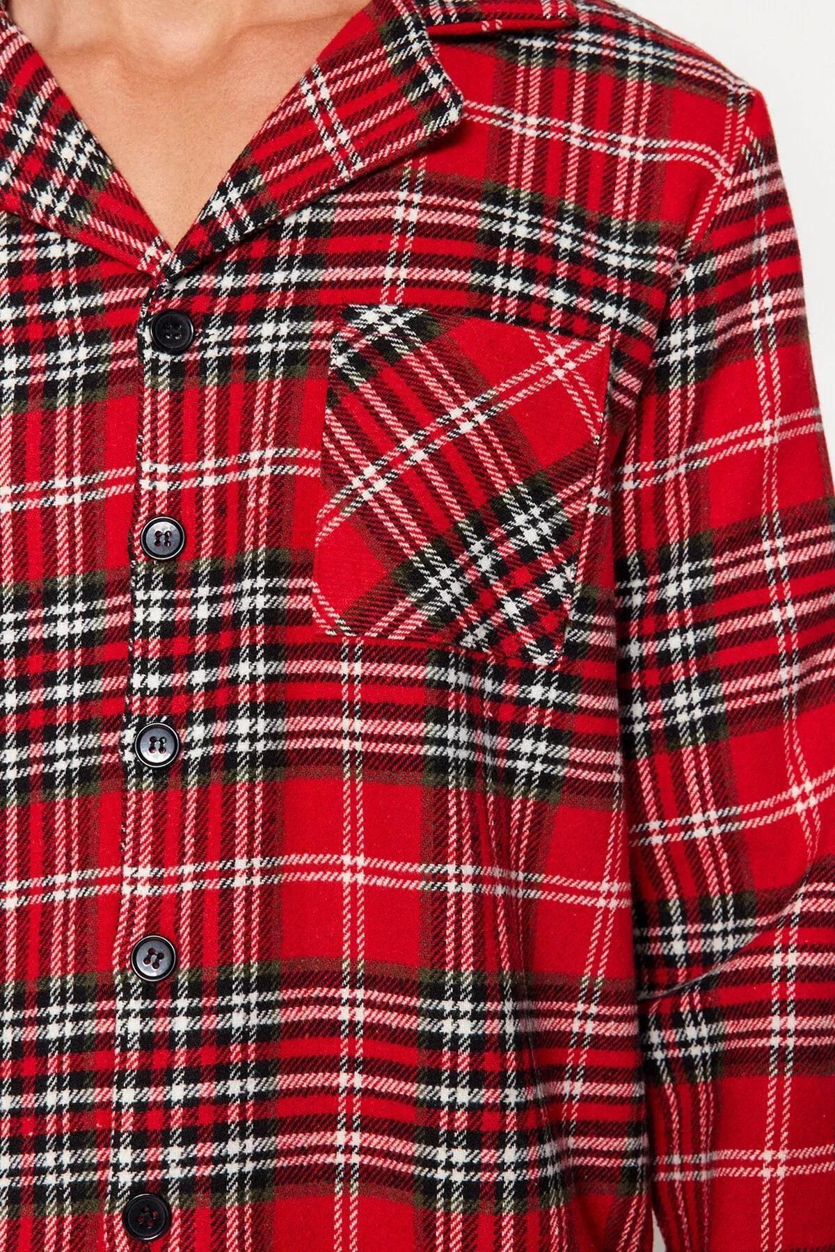 Red Plaid Weave Pyjamas Set, Red, large image number 4