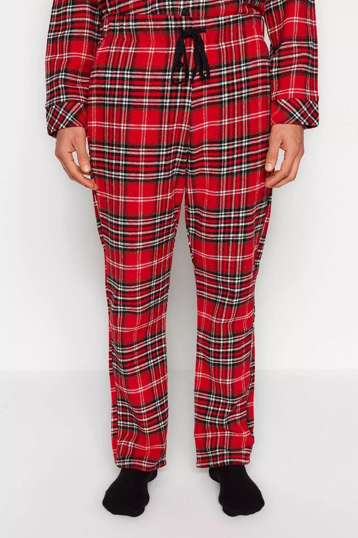 Red Plaid Weave Pyjamas Set, Red, large image number 5