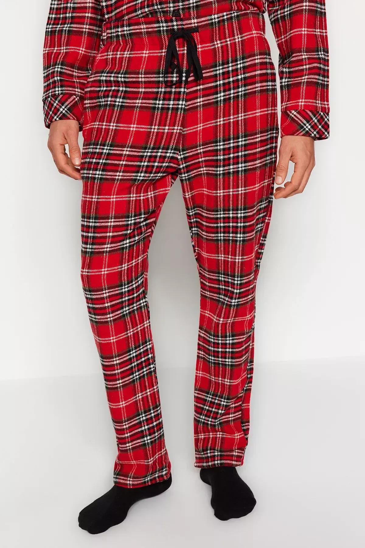 Red Plaid Weave Pyjamas Set, Red, large image number 6