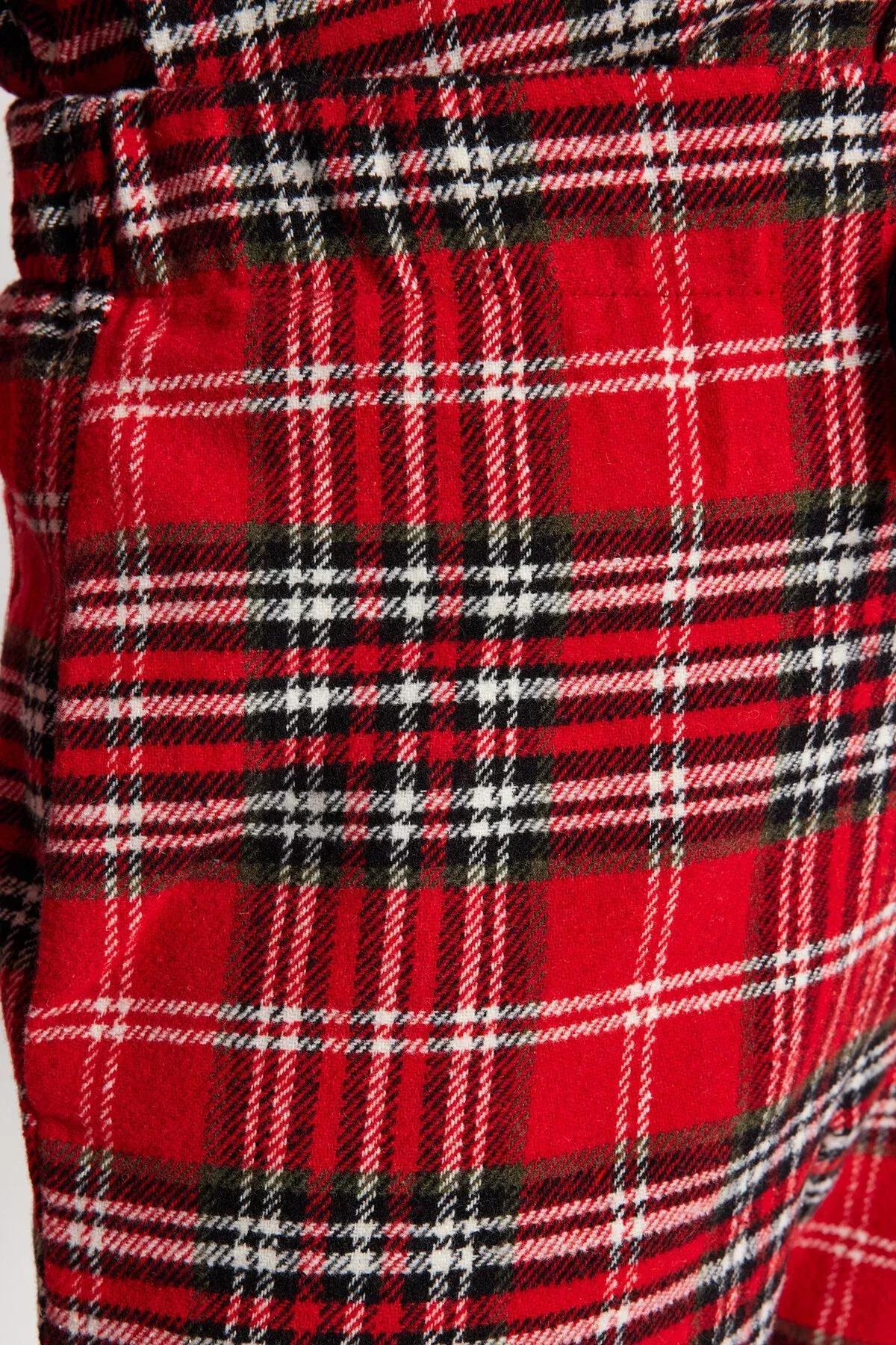 Red Plaid Weave Pyjamas Set, Red, large image number 7