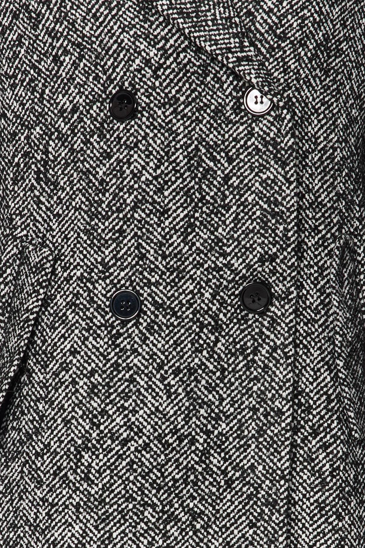 Black Oversized Herringbone Long Coat, , large image number 3