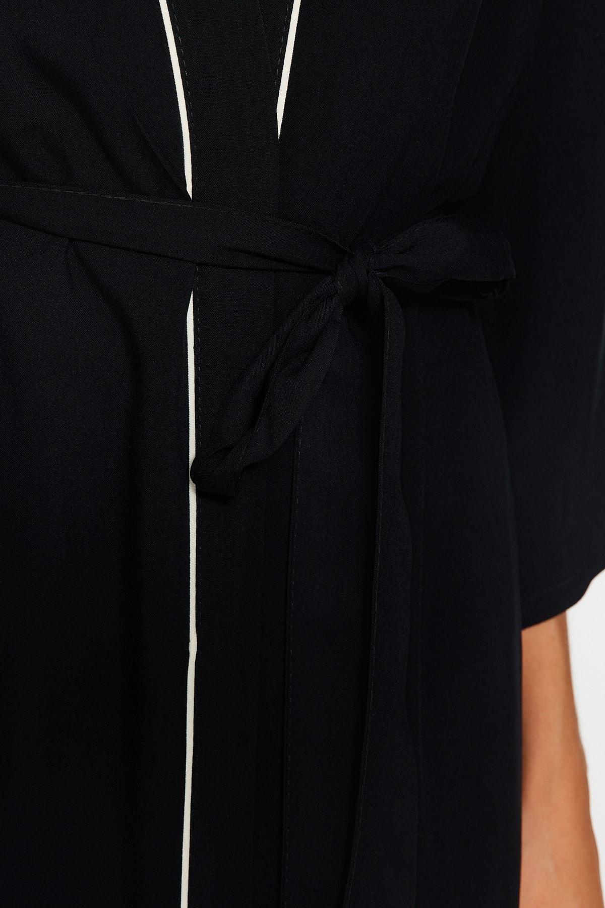 Black Oversized Woven Pyjamas Set, , large image number 4