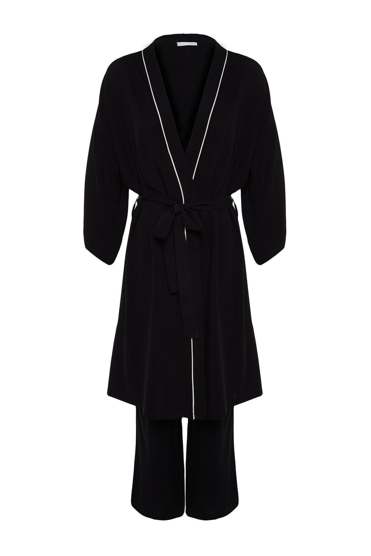 Black Oversized Woven Pyjamas Set, , large image number 7