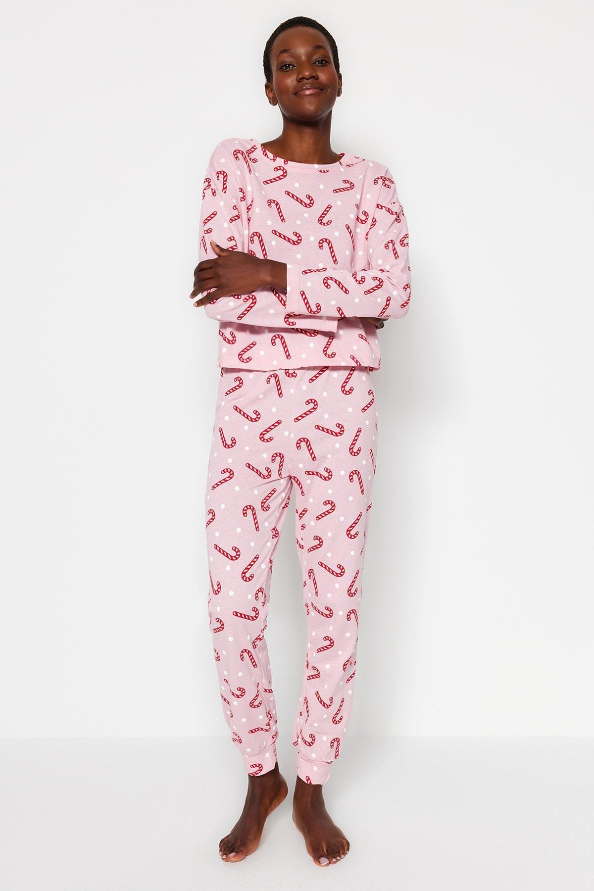 Pink Christmas Knitted Pyjamas Set, , large image number 2