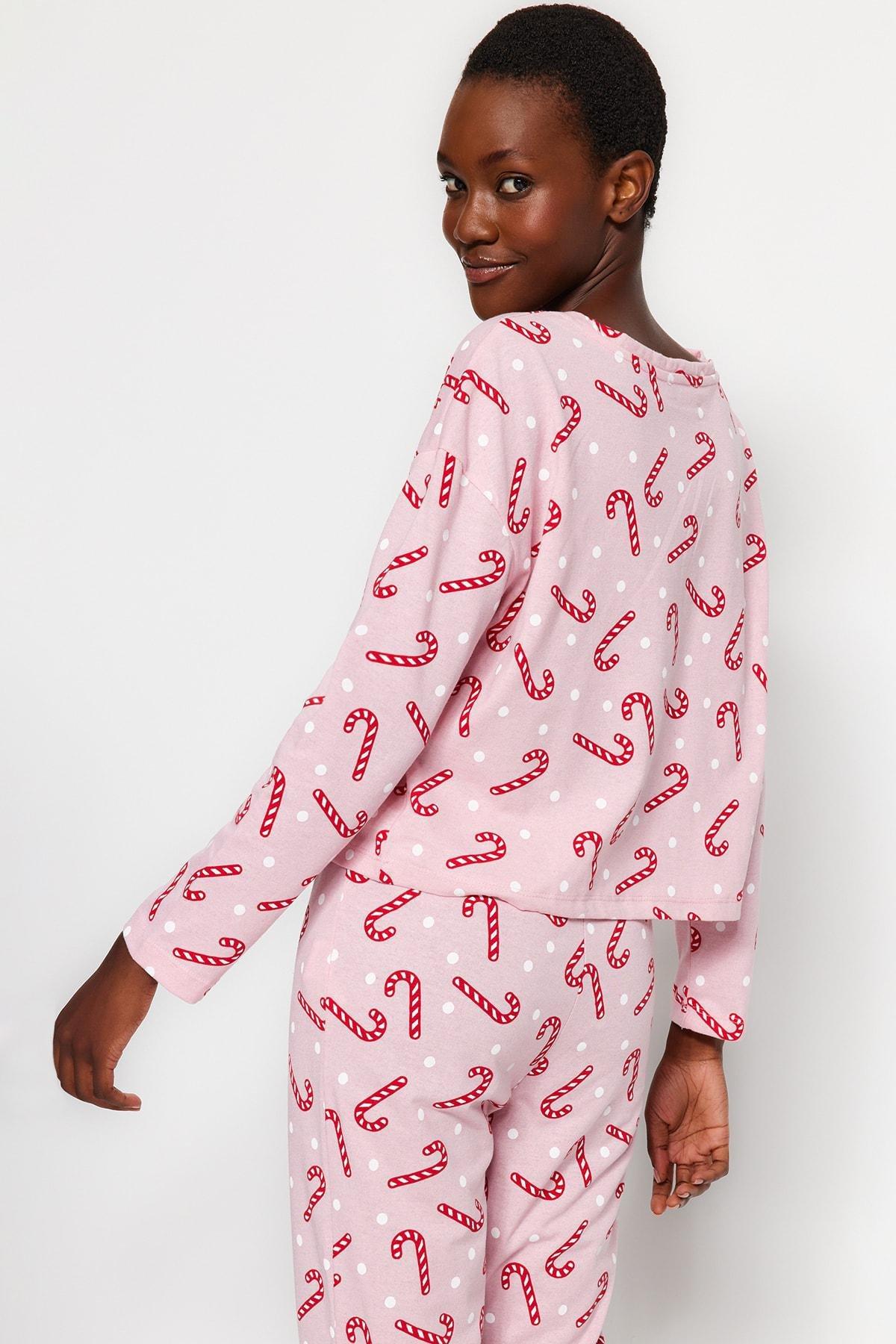 Pink Christmas Knitted Pyjamas Set, C101_1904, medium