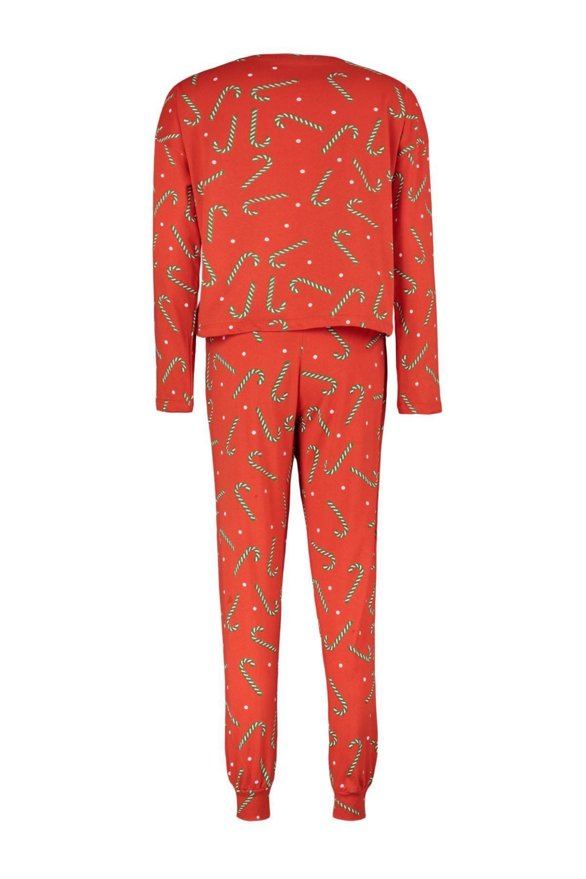 Red Crew Neck Pajama Set, Red, large image number 6