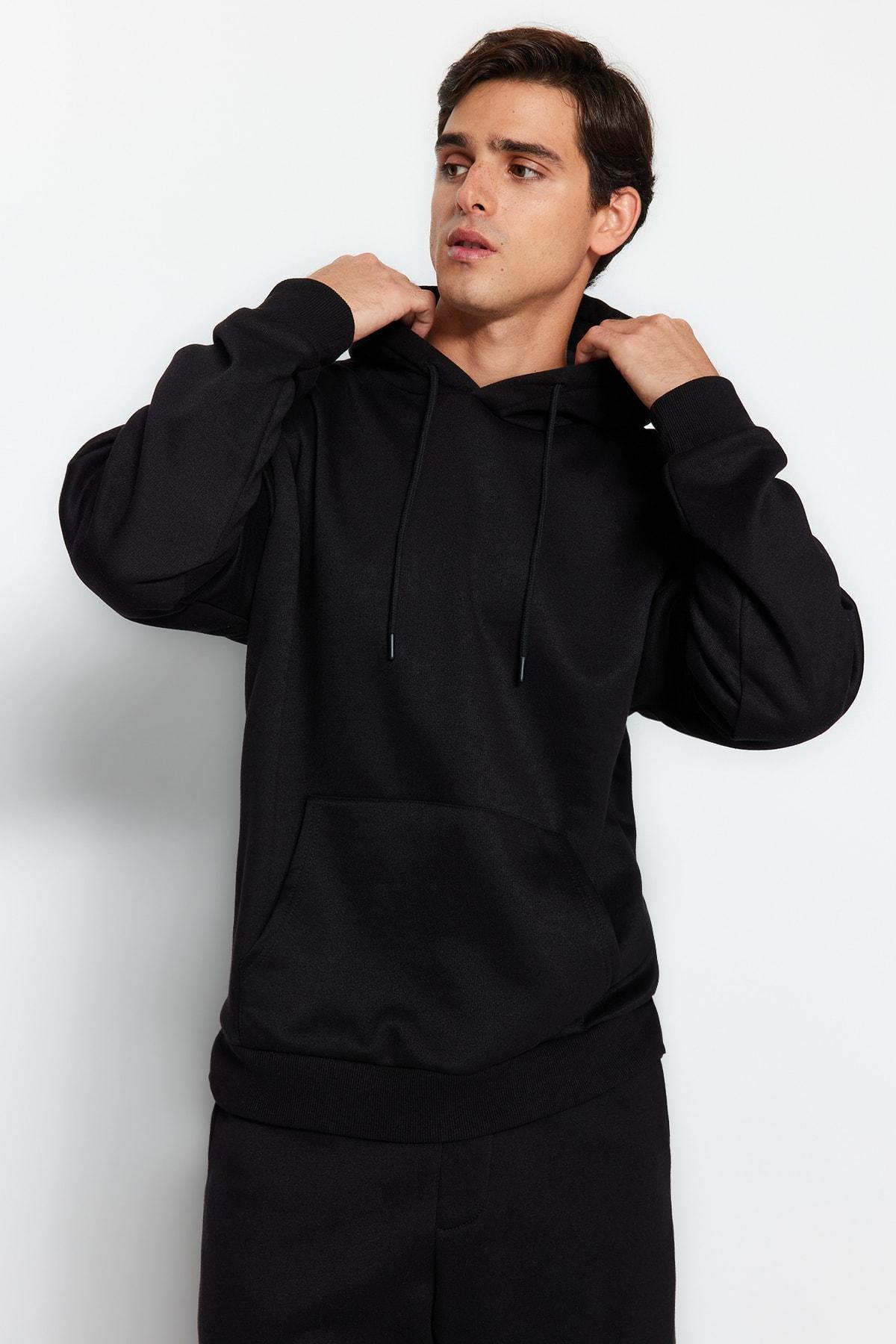 Black Oversized Hooded Tracksuit Co-Ord Set, , medium