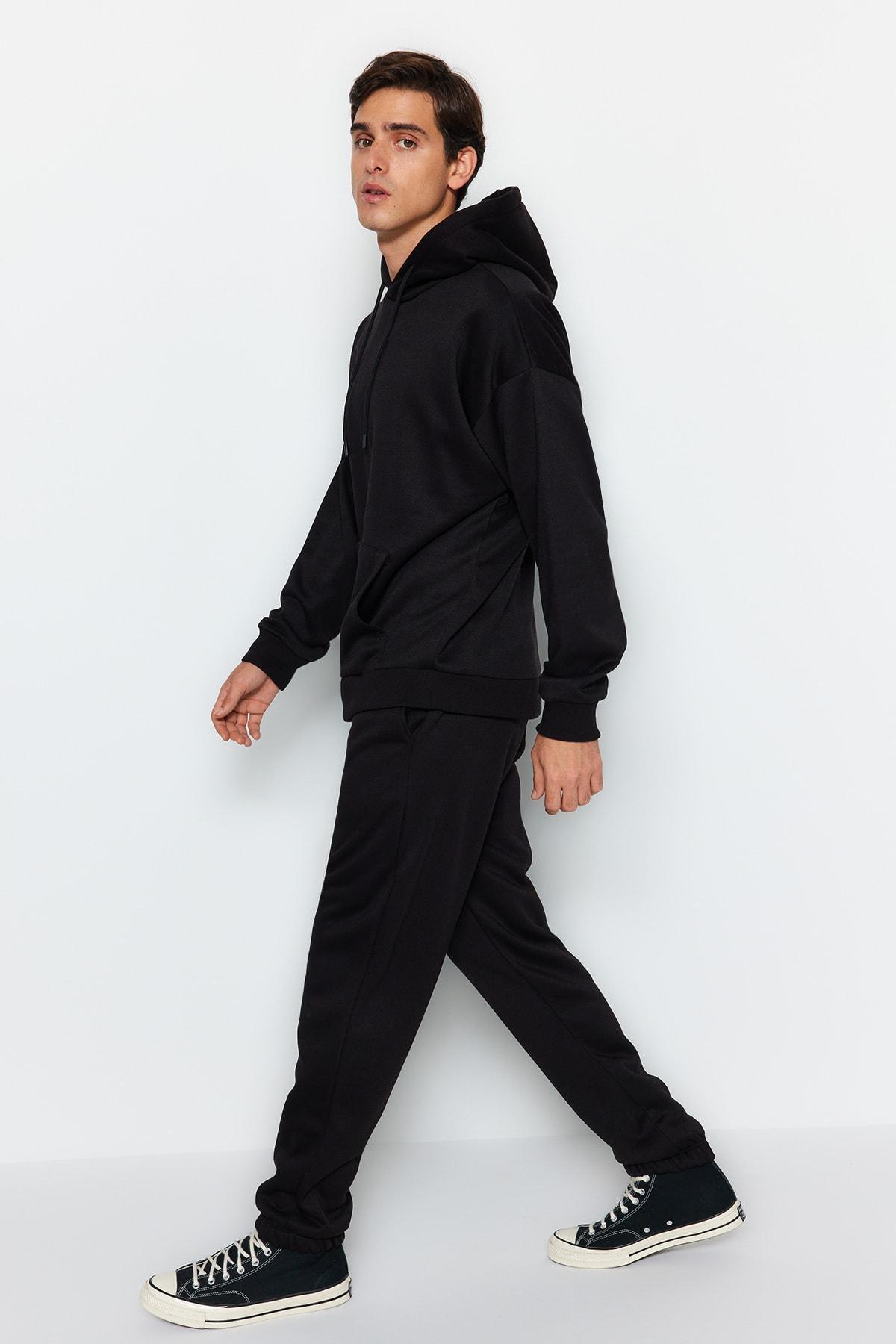 Black Oversized Hooded Tracksuit Co-Ord Set, , large image number 1