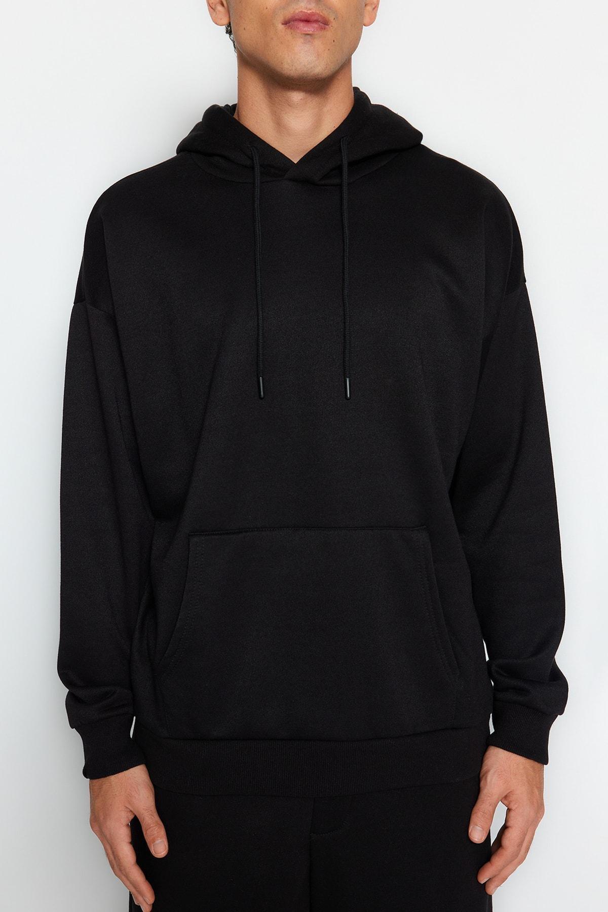 Black Oversized Hooded Tracksuit Co-Ord Set, , large image number 2