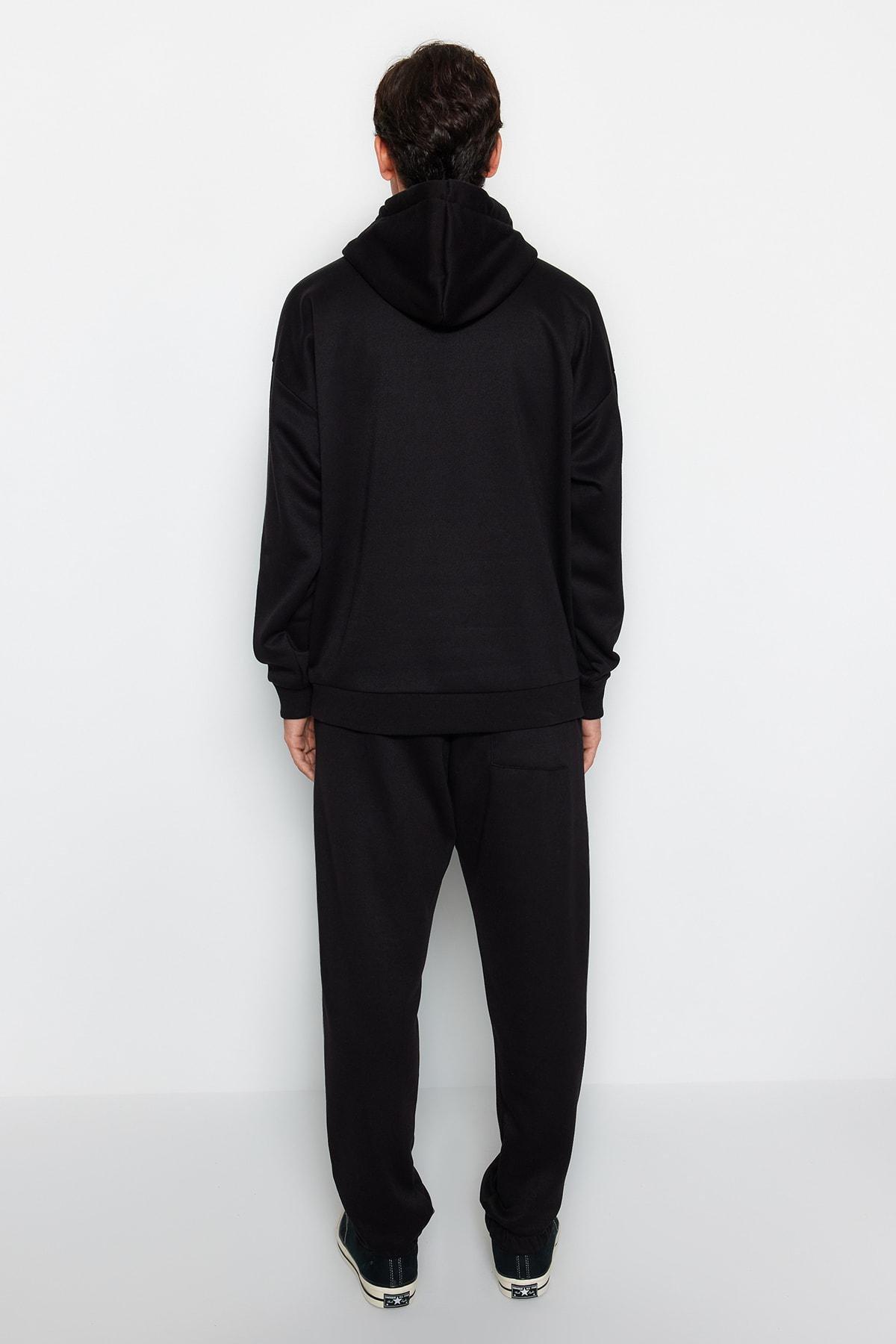 Black Oversized Hooded Tracksuit Co-Ord Set, , large image number 4
