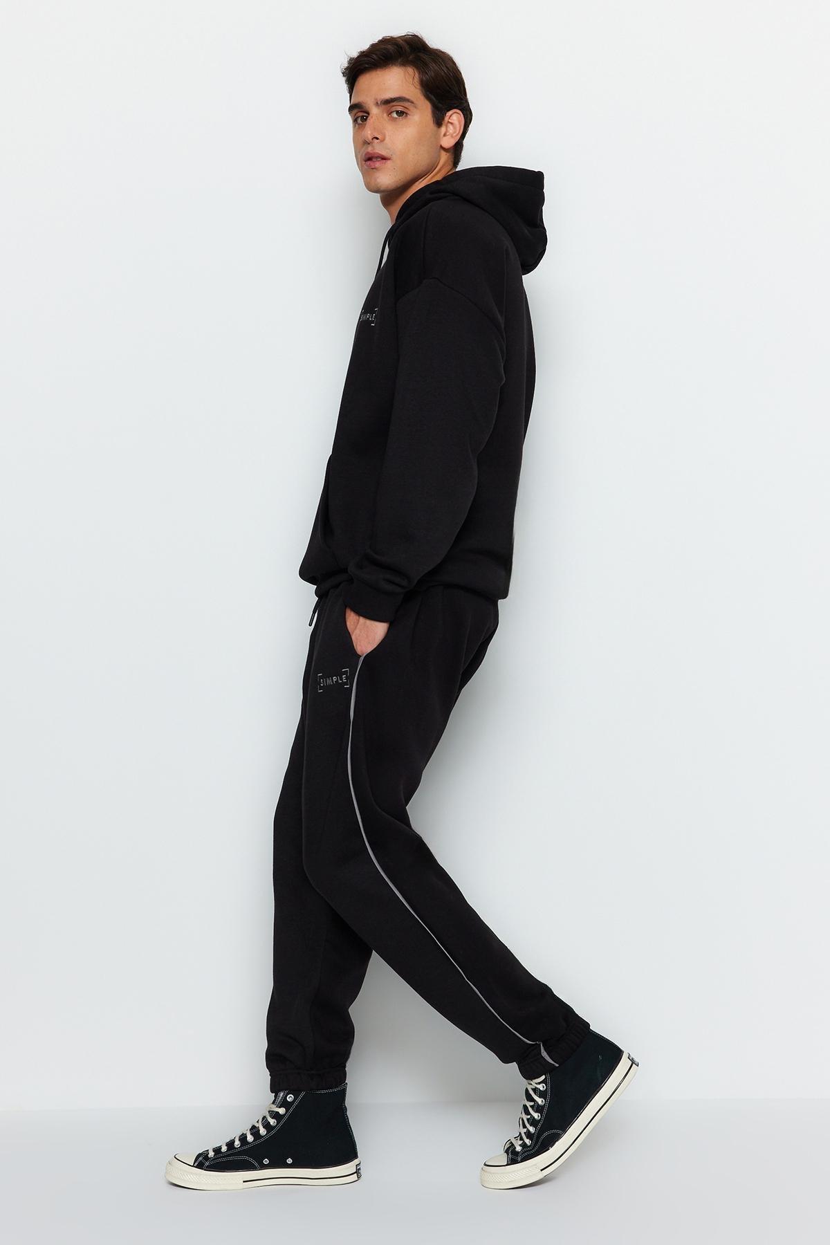 Black Oversized Hooded Tracksuit Co-Ord Set, , large image number 1