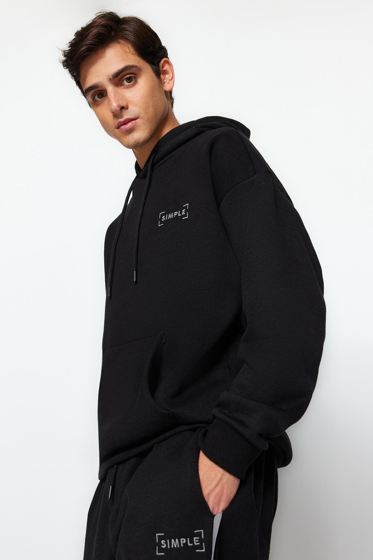 Black Oversized Hooded Tracksuit Co-Ord Set, , large image number 2