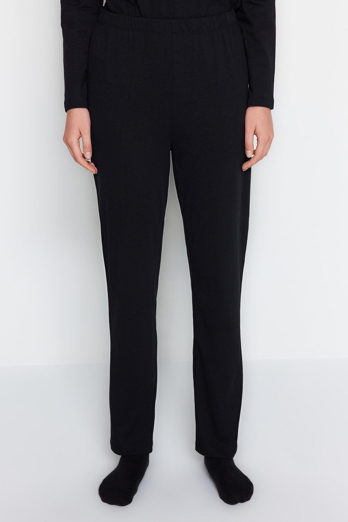 Black Printed Knitted Pyjamas Set, , large image number 4