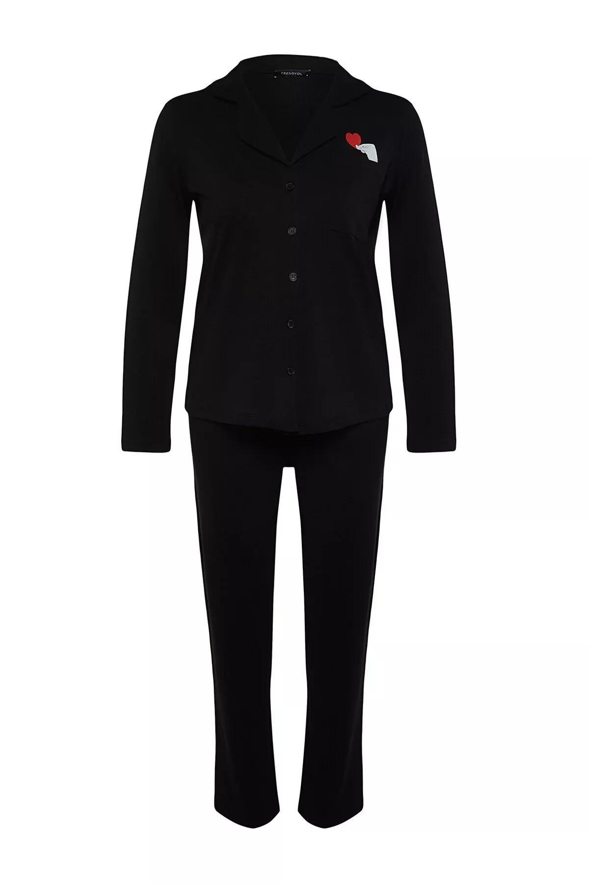 Black Heart Print Pyjama Set, C101_2094, large image number 6