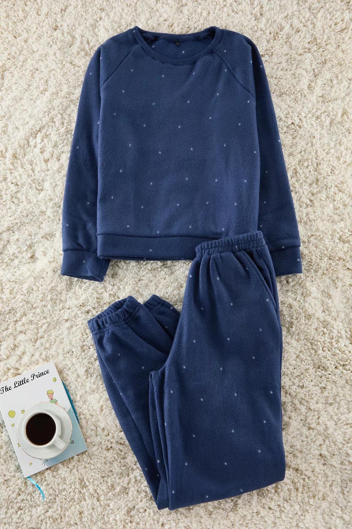 Navy Polka Dot Pajama Set, DARK BLUE, medium