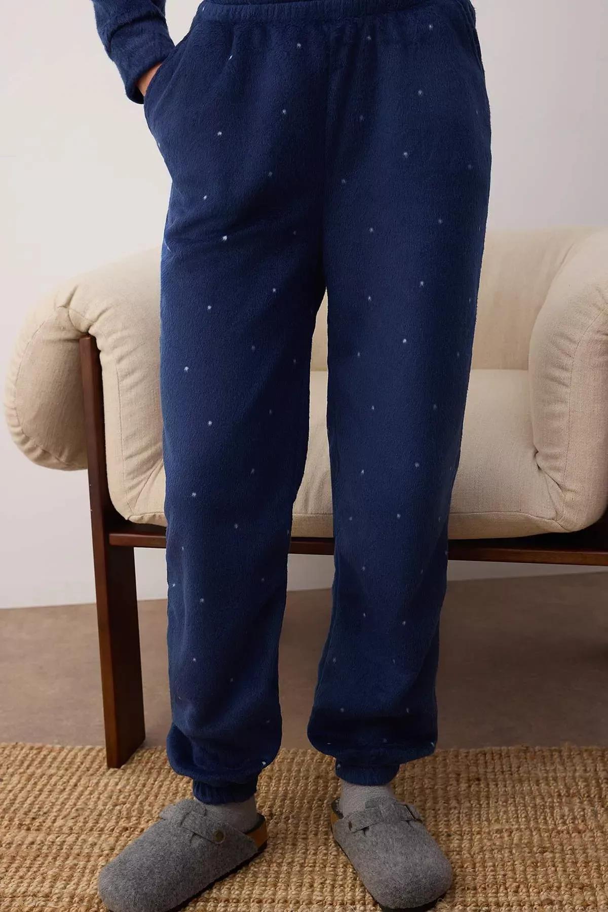 Navy Polka Dot Pajama Set, DARK BLUE, medium