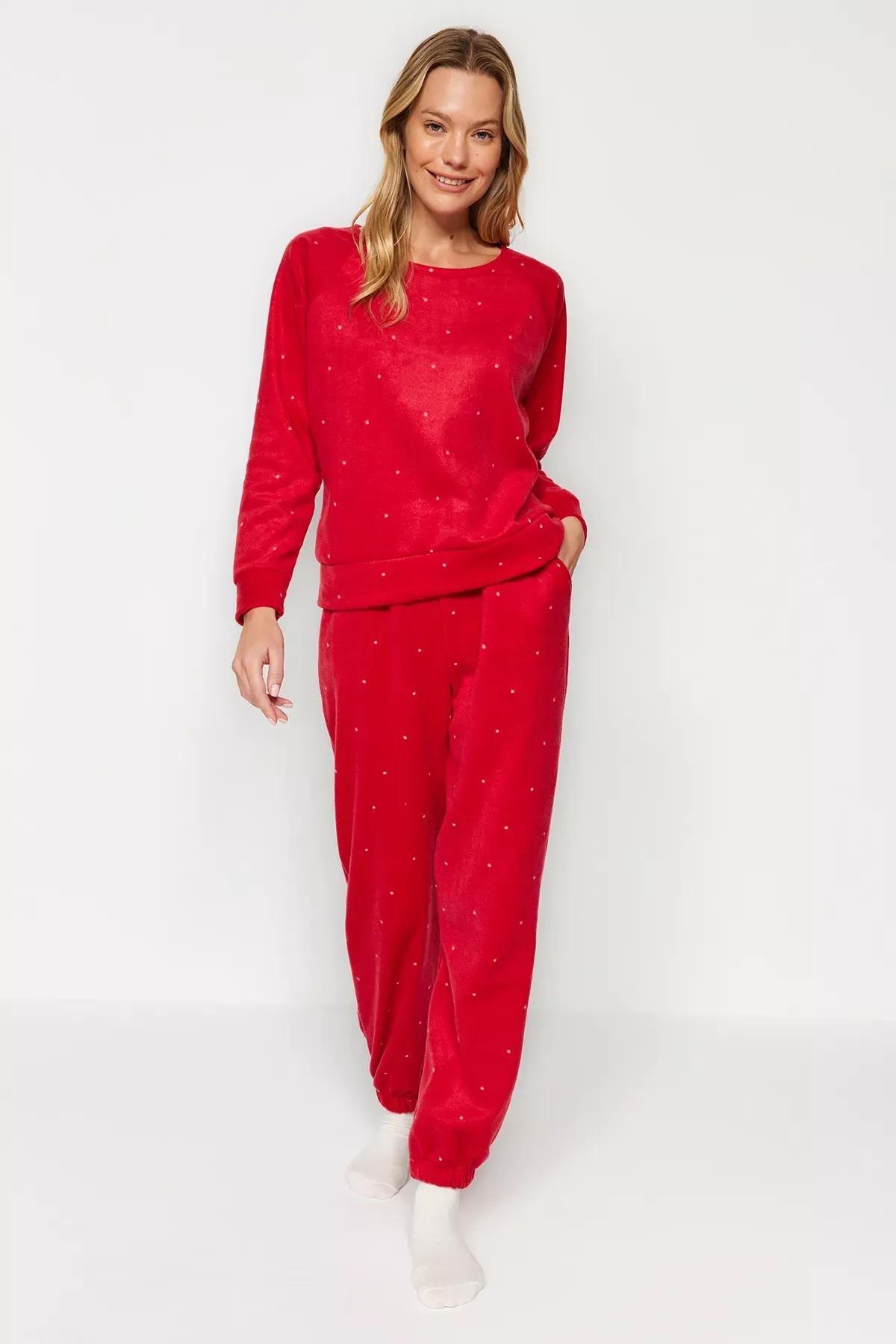 Red Velvet Knitted Pyjamas Set, C101_1831, medium