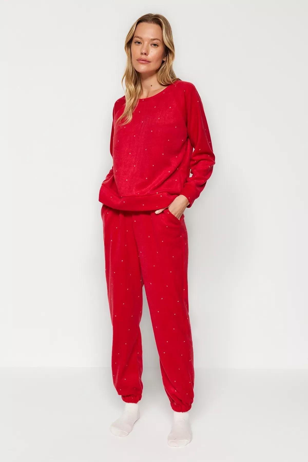Red Velvet Knitted Pyjamas Set, C101_1831, medium