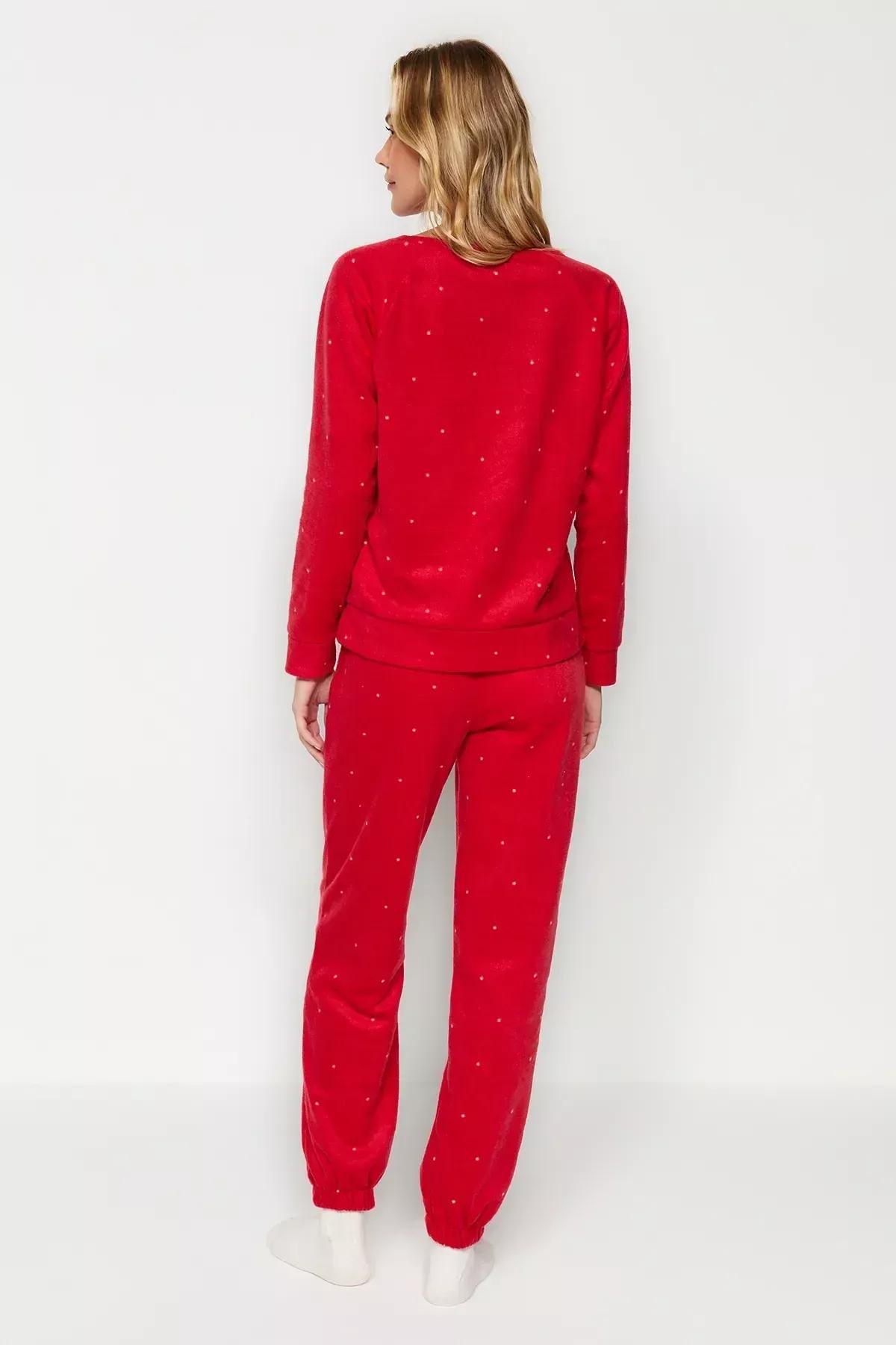 Red Velvet Knitted Pyjamas Set, C101_1831, large image number 5