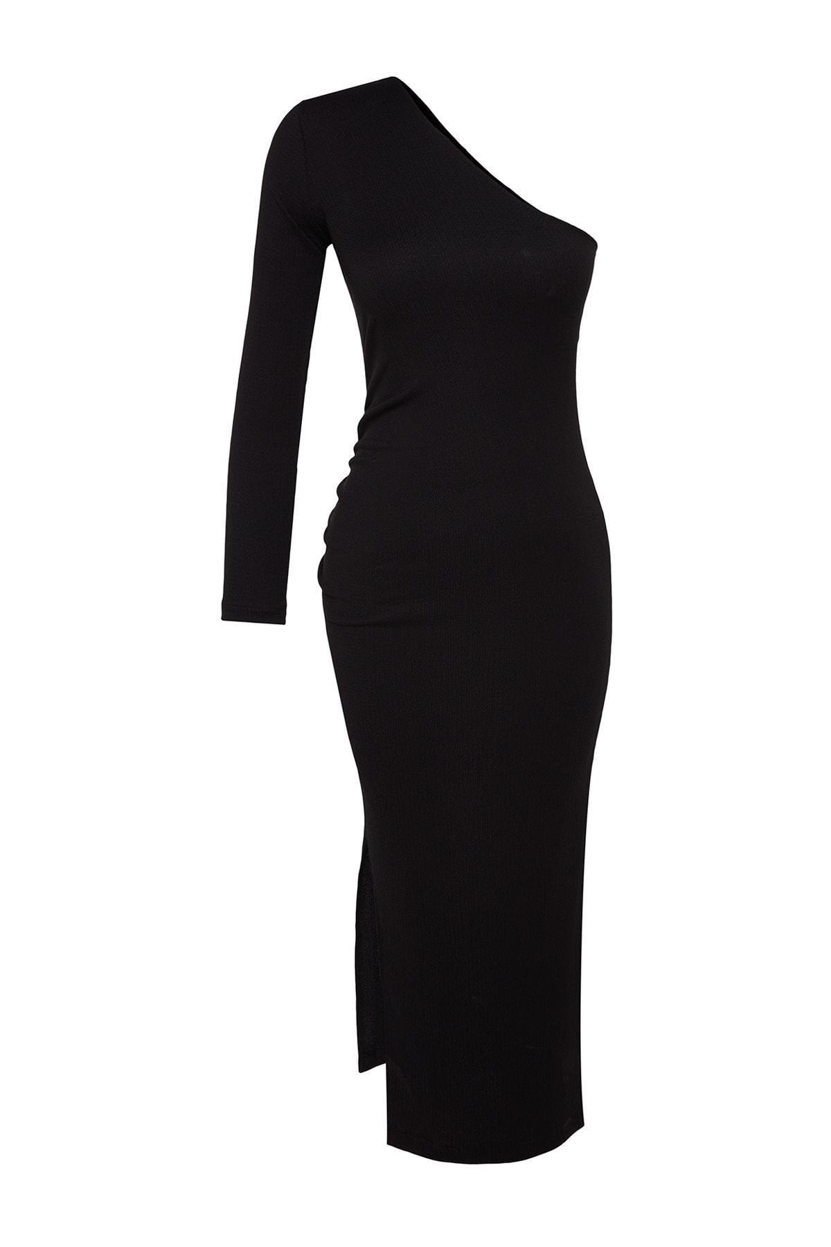 Black Fitted Knitted Occasionwear Dress, , large image number 5