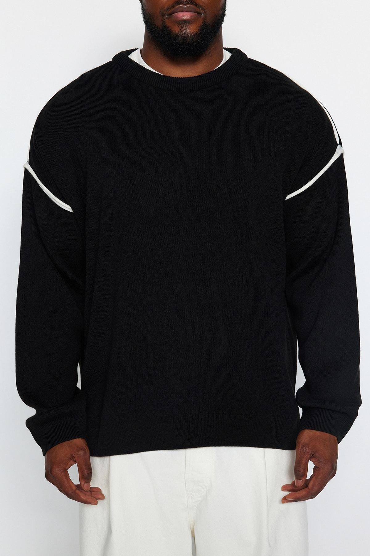 Black Oversized Knitted Sweater, , large image number 2