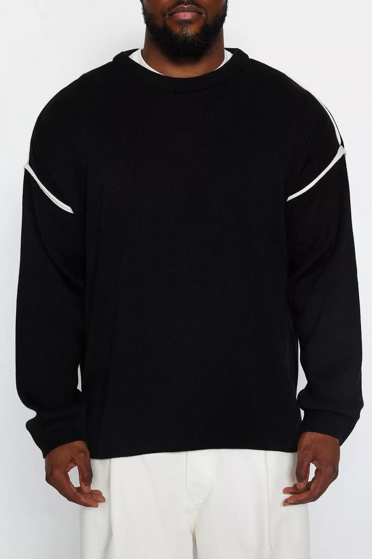 Black Oversized Knitted Sweater, , large image number 3