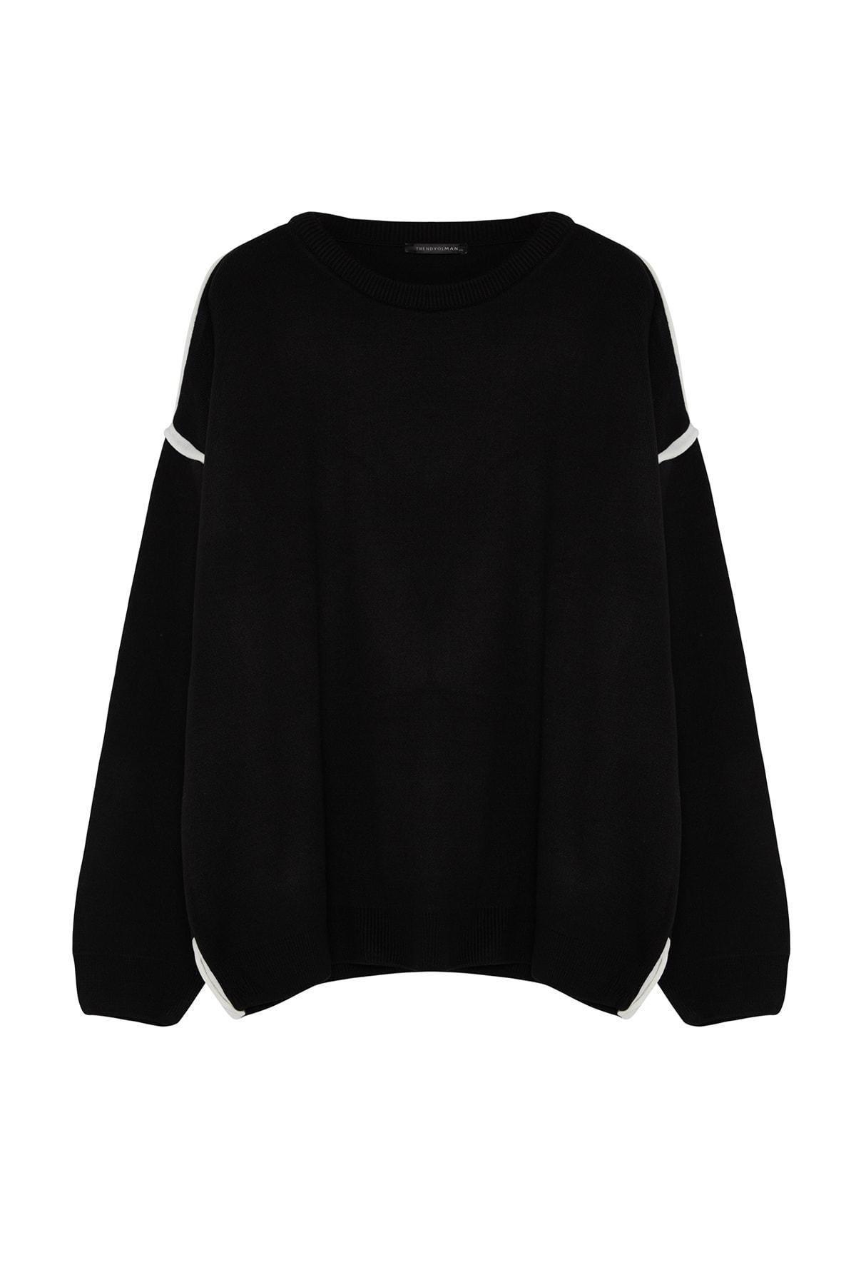 Black Oversized Knitted Sweater, , large image number 6