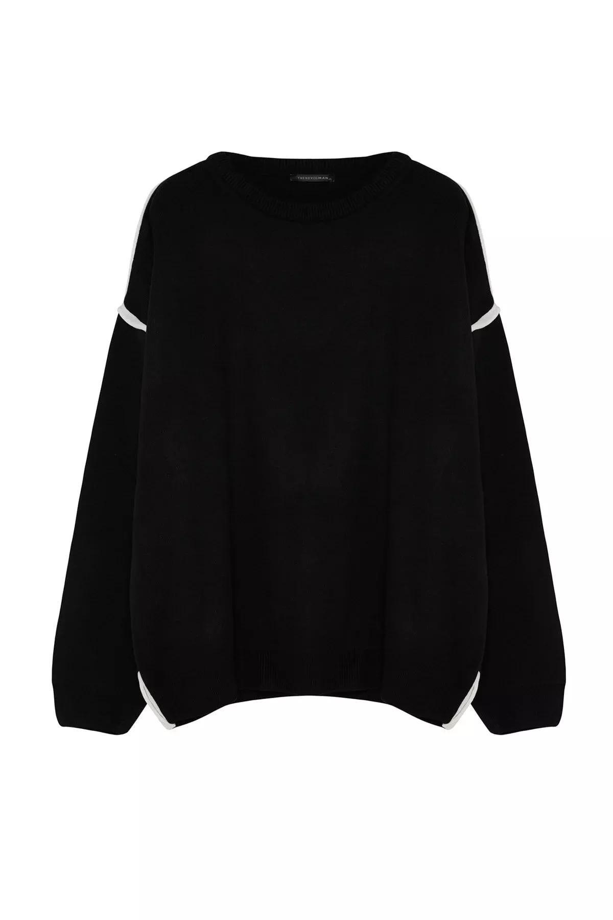 Black Oversized Knitted Sweater, , large image number 7