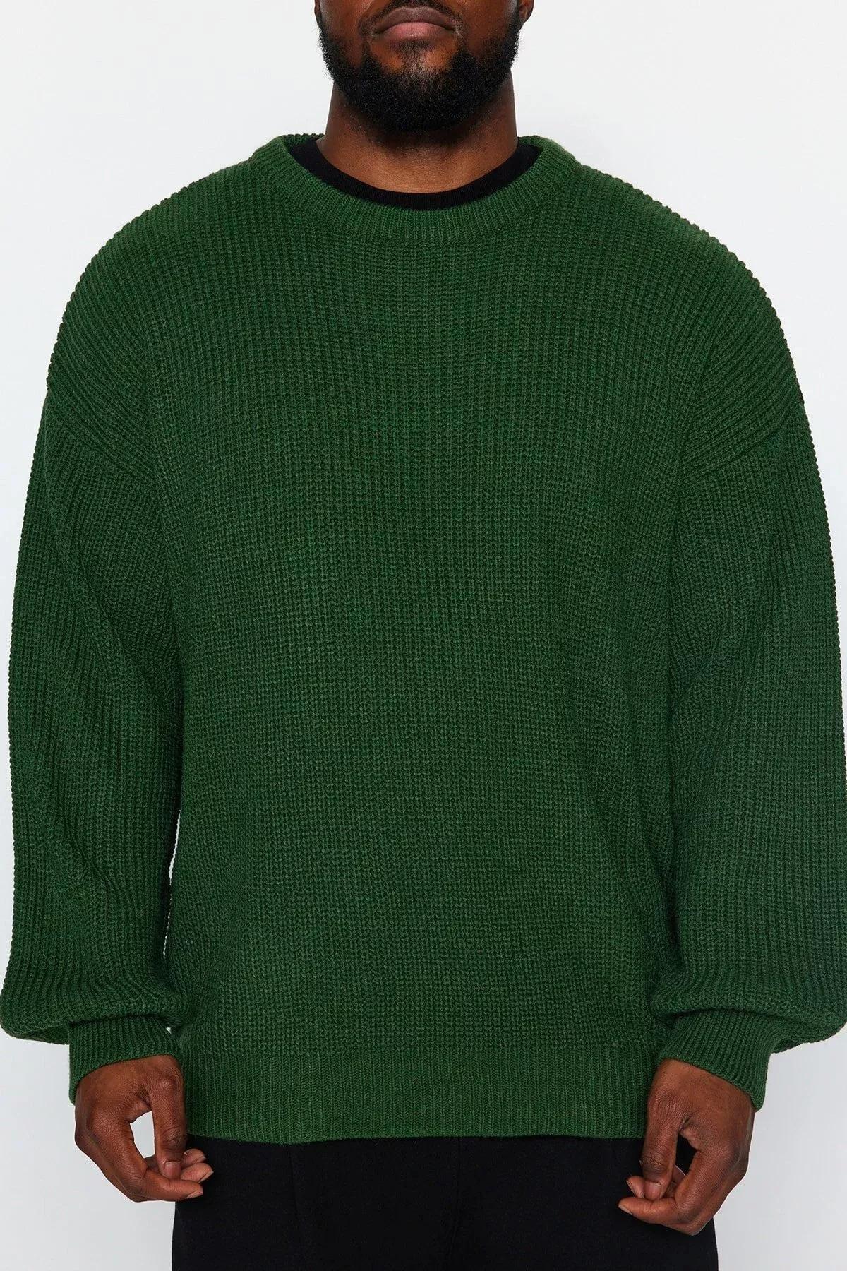 Khaki Oversized Knitted Sweater, Khaki, large image number 2