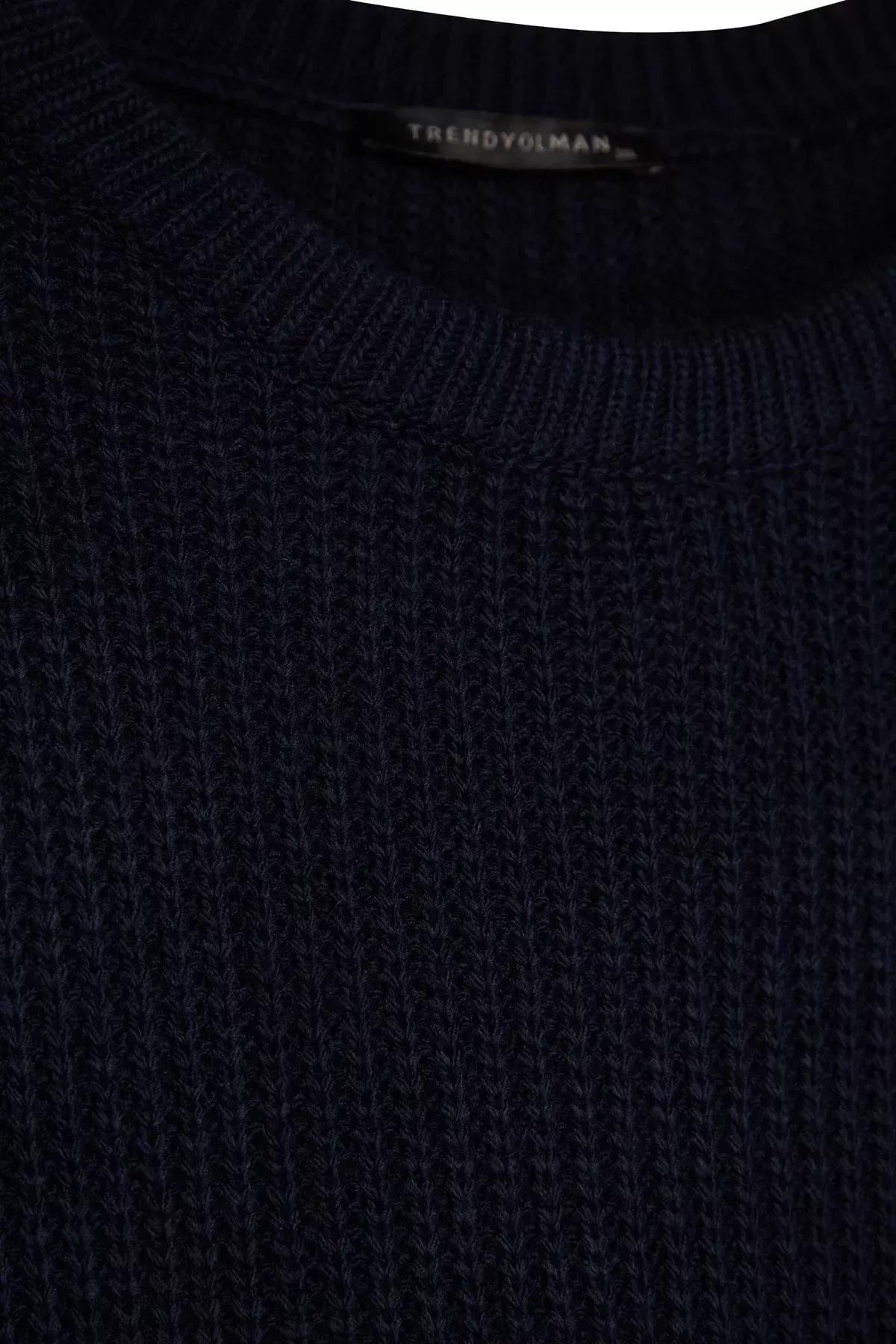 Navy oversize knit sweater, Navy blue, large image number 4