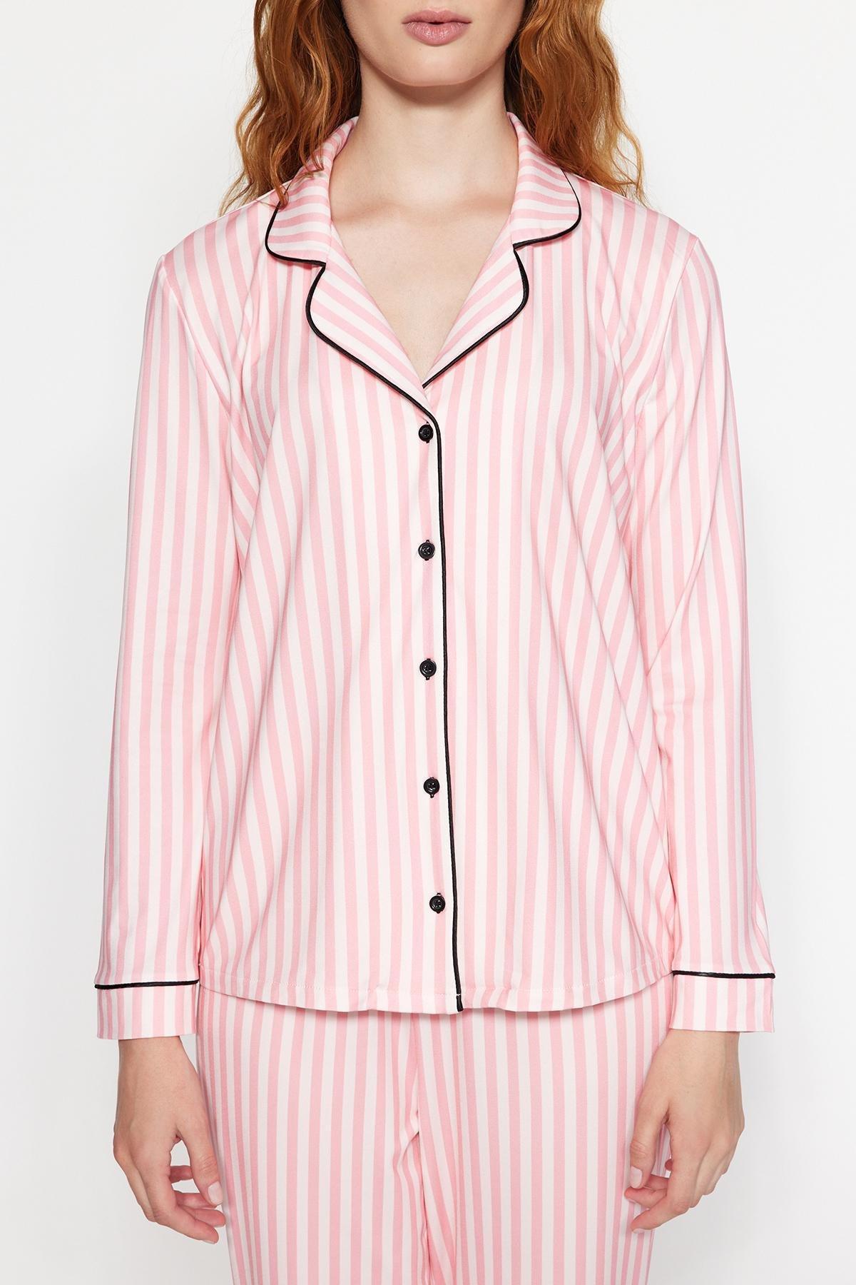 Pink Striped Fleece Knitted Pyjamas Set, , large image number 2