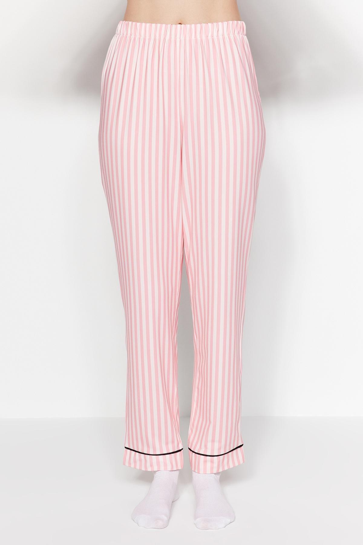 Pink Striped Fleece Knitted Pyjamas Set, , large image number 3