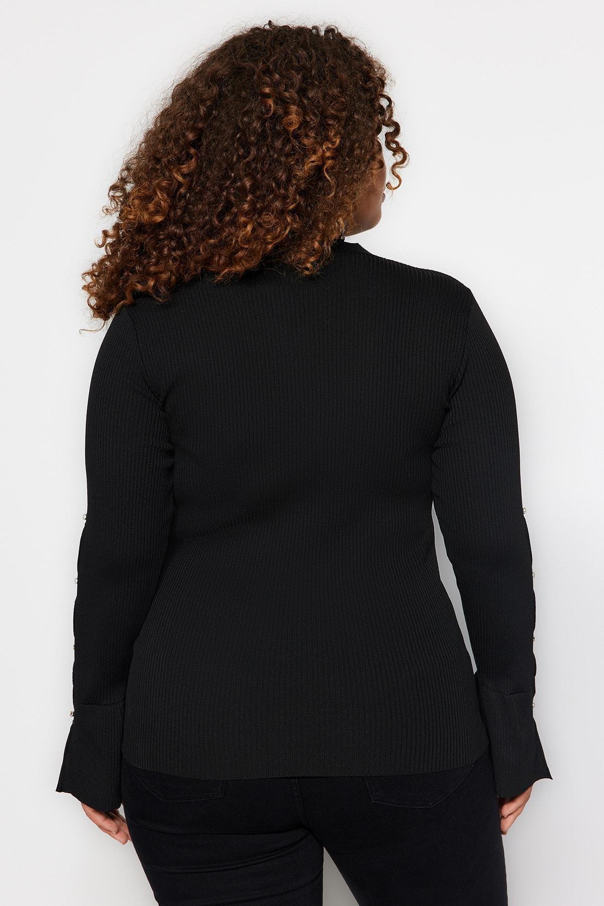Black Sleeve Detail Knitted Blouse, , large image number 4