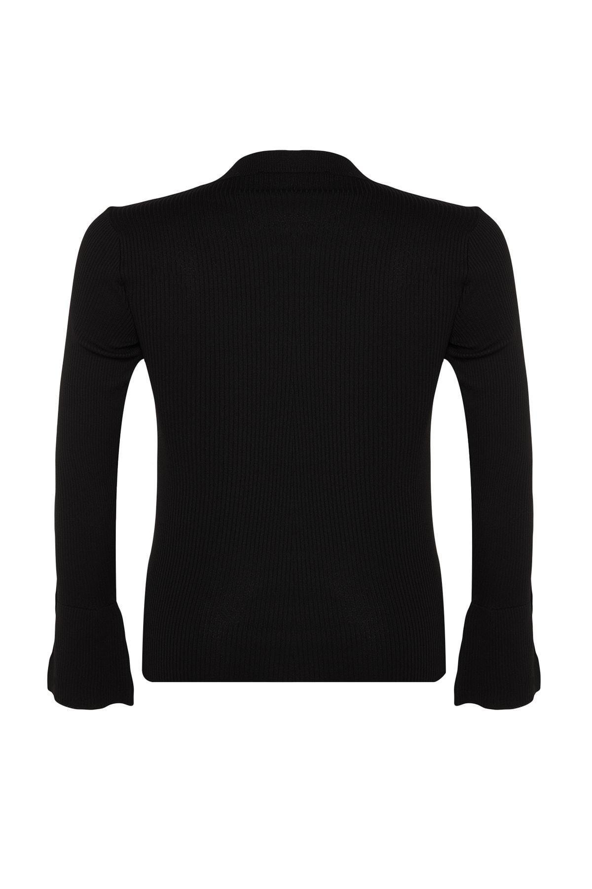 Black Sleeve Detail Knitted Blouse, , large image number 6