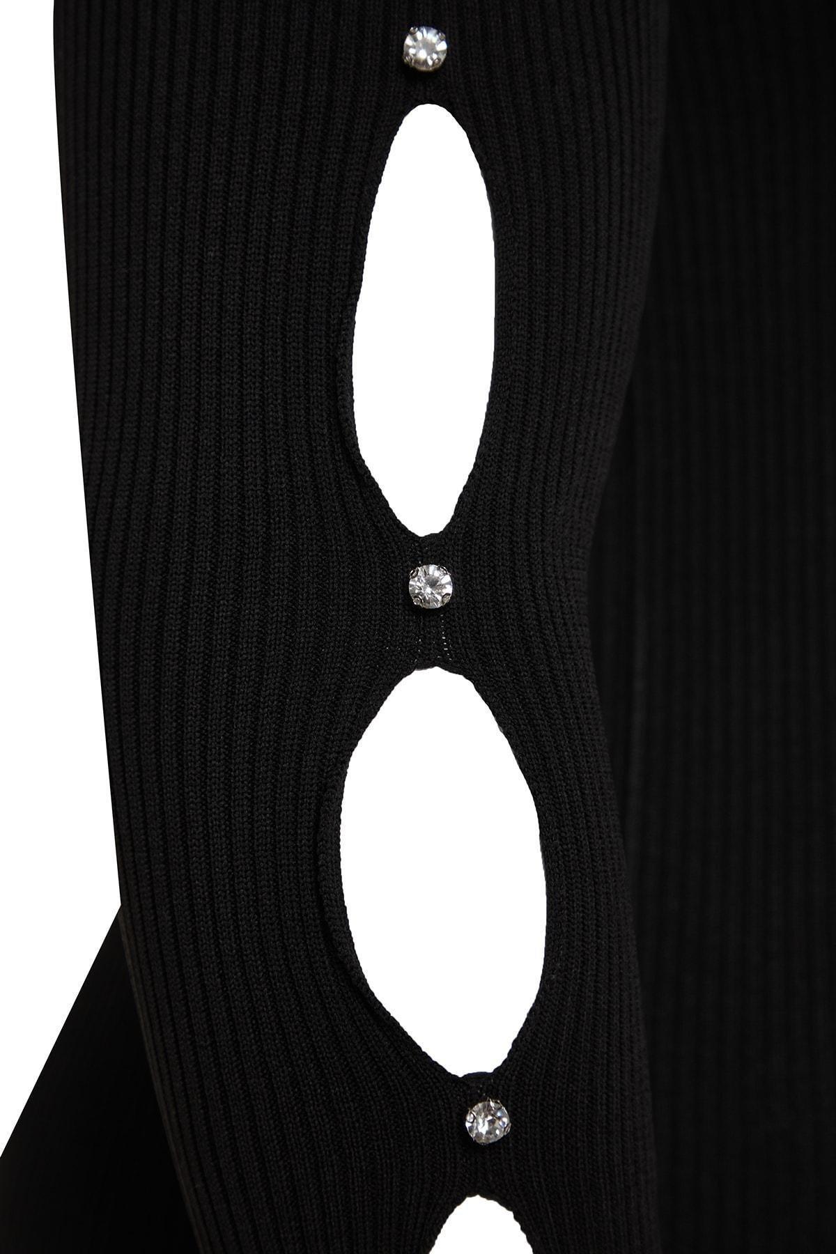 Black Sleeve Detail Knitted Blouse, , large image number 7