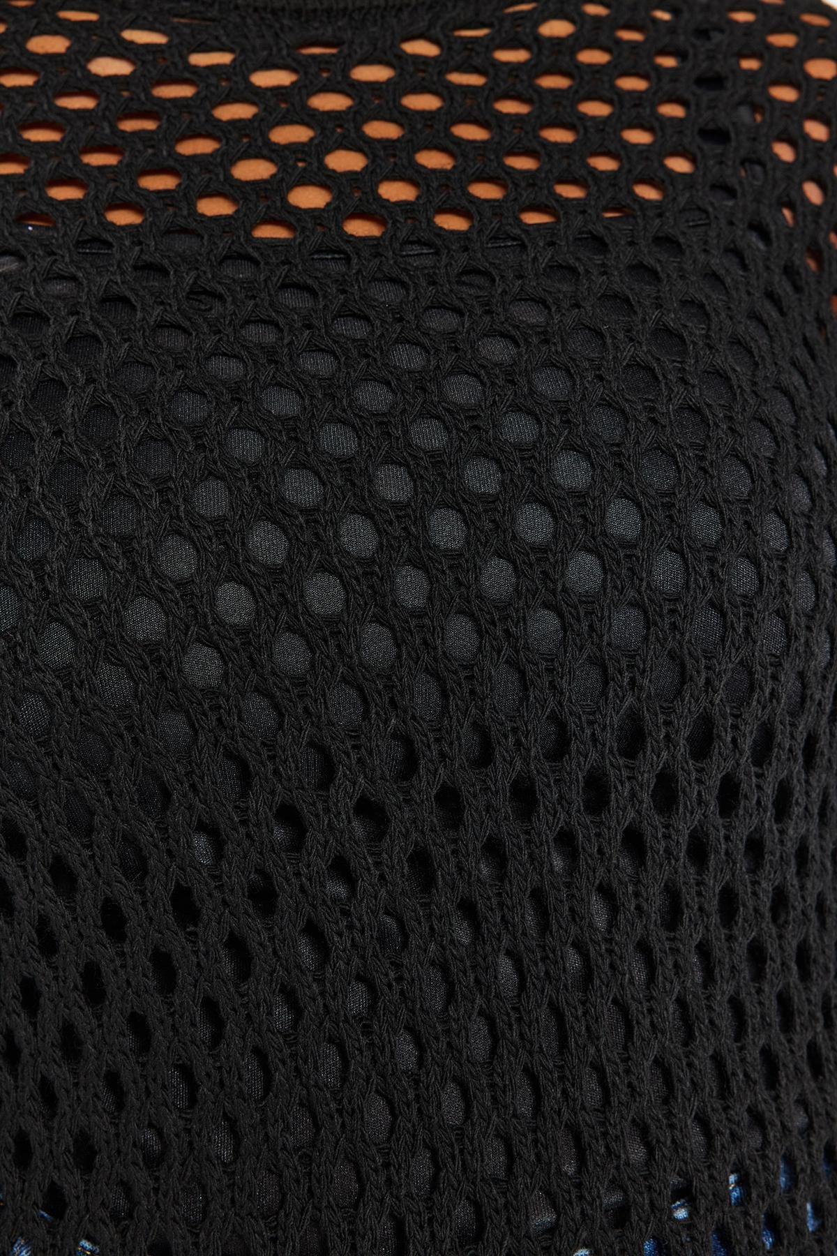 Black Perforated Knitted Sweater, BLACK, large image number 4