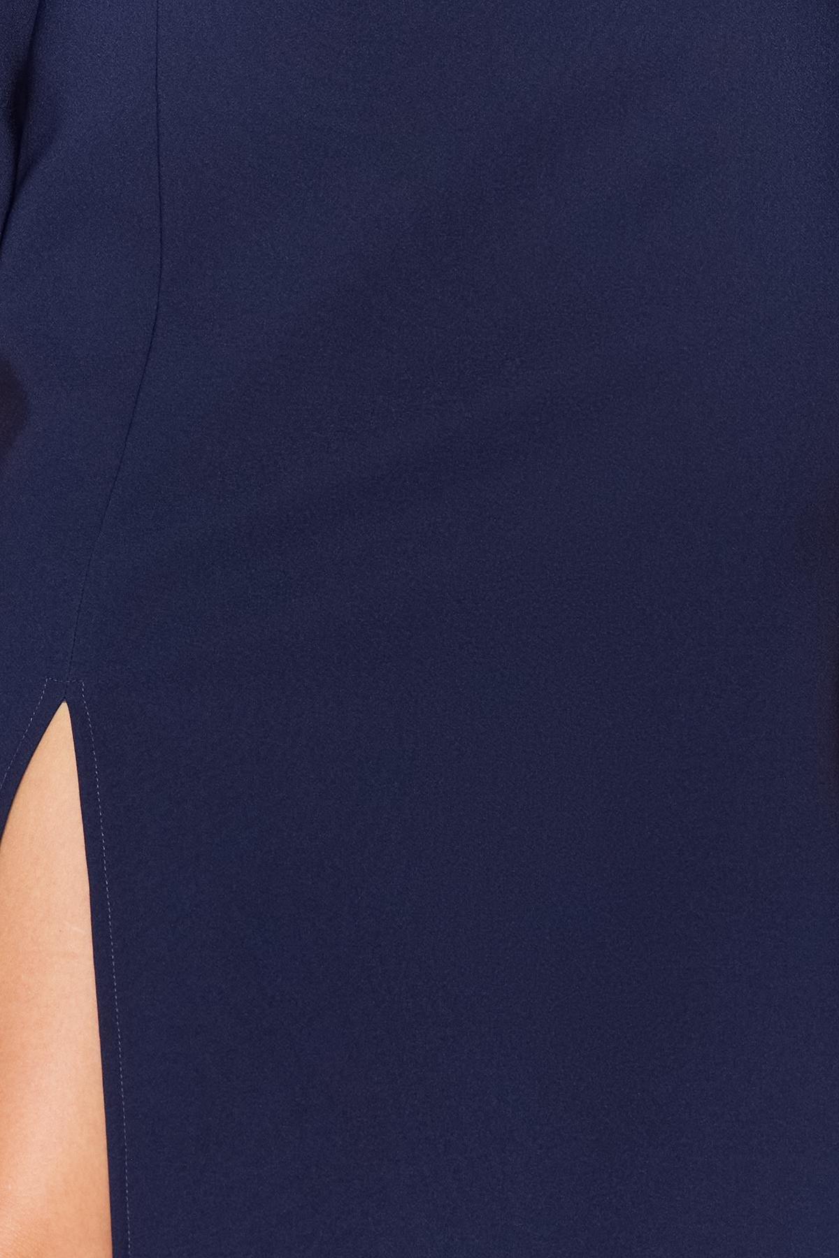 Navy Balloon Sleeves Slit Knitted Dress, C101_377, large image number 4