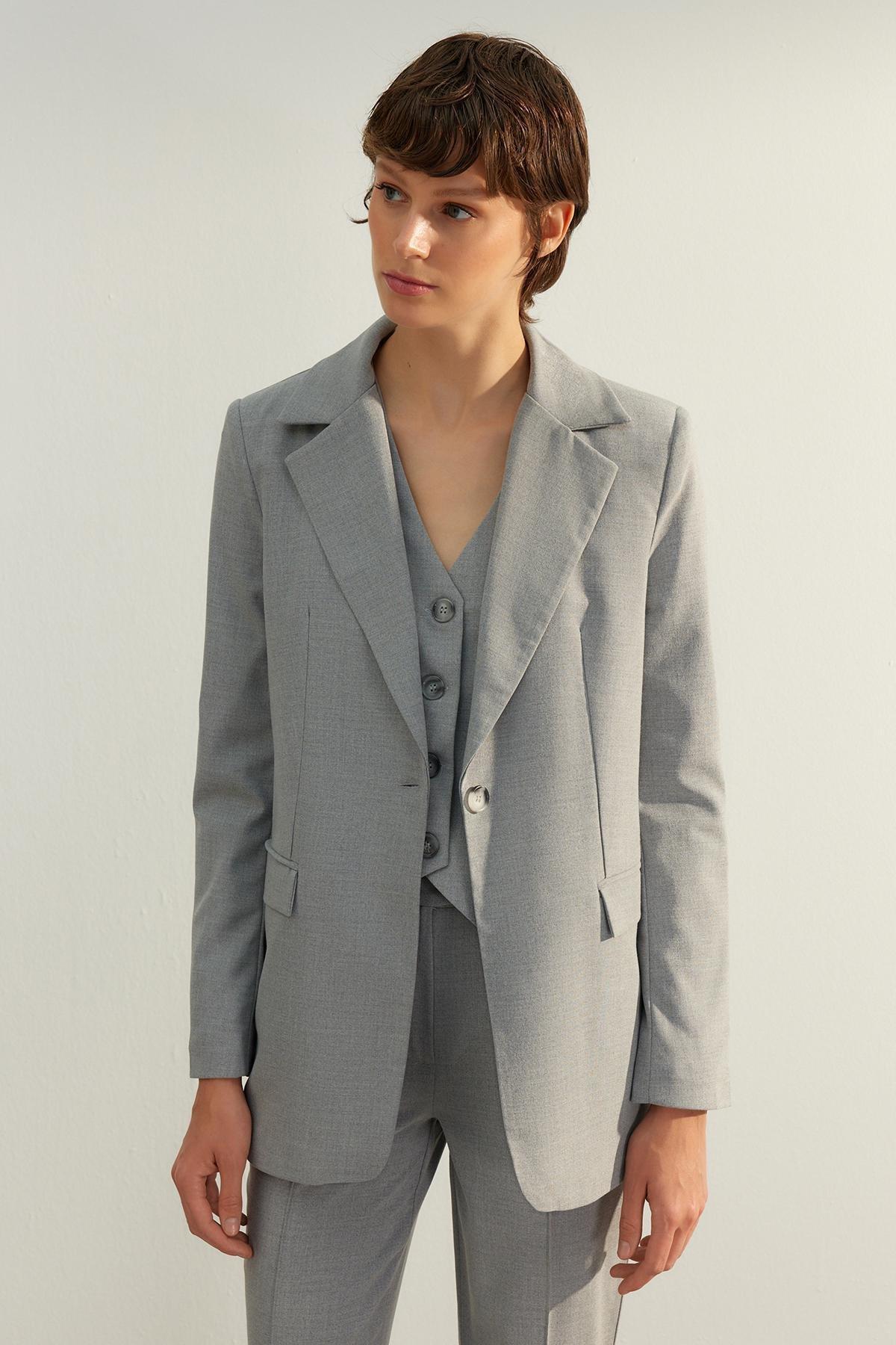 Trendyol - Grey Blazer Jacket