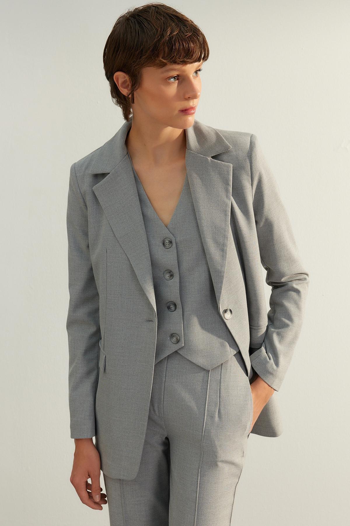 Trendyol - Grey Blazer Jacket