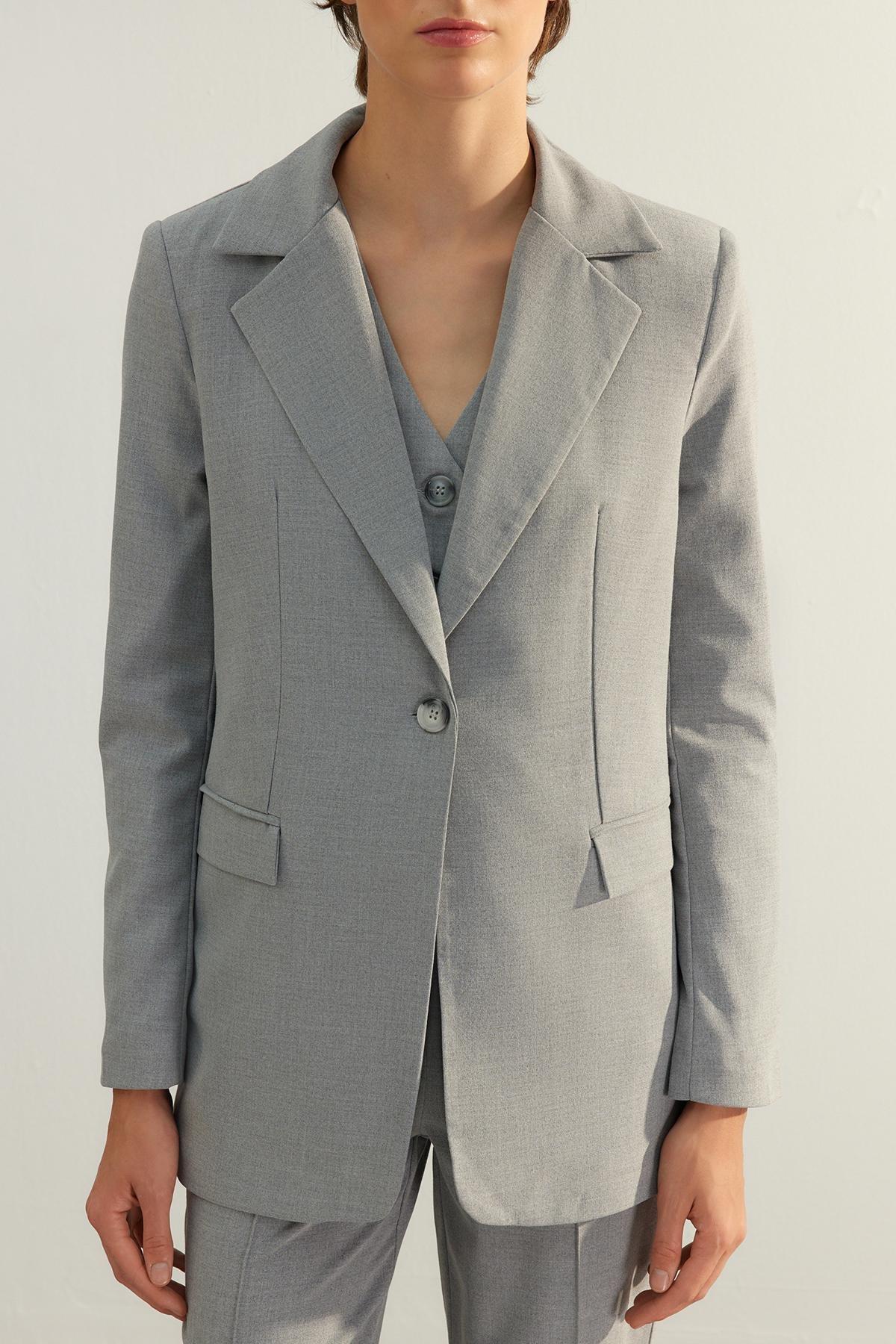 Trendyol - Grey Blazer Jacket