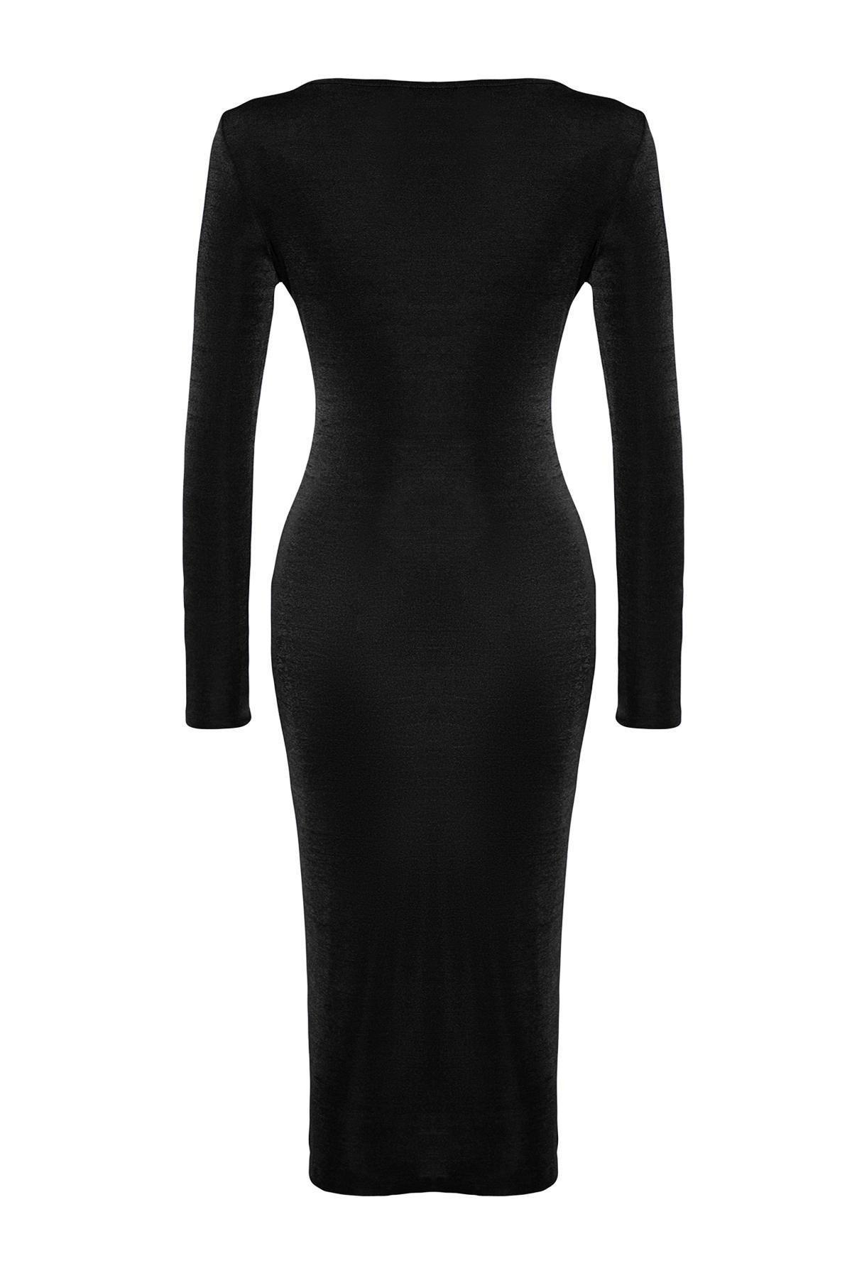 فستان مُحاك بفتحات، أسود, BLACK, large image number 6